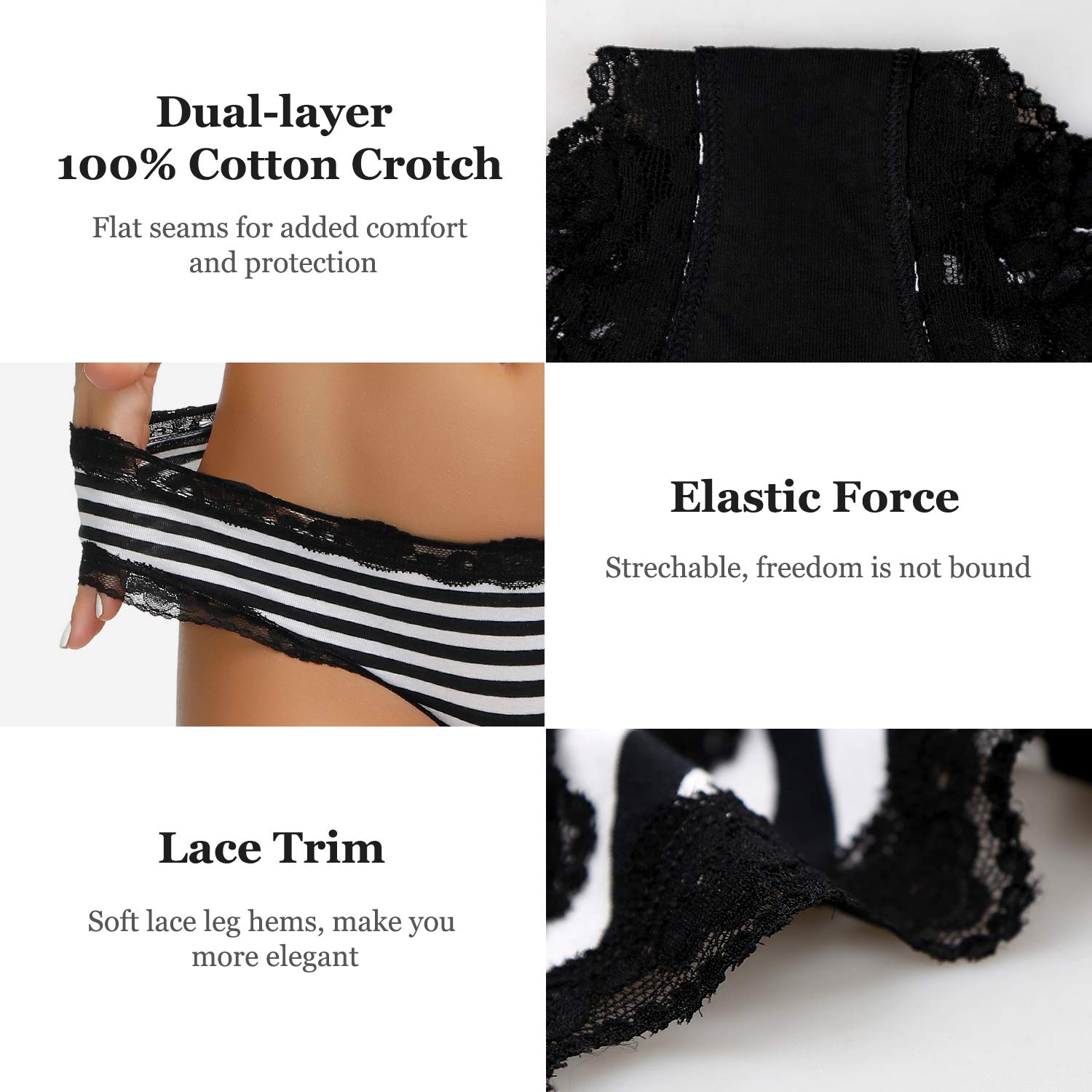 LYYTHAVON Women’s Cotton Underwear 5-Pack - Soft Breathable Ladies Panties for Everyday Comfort | Perfect for Work, Sleep & Yoga