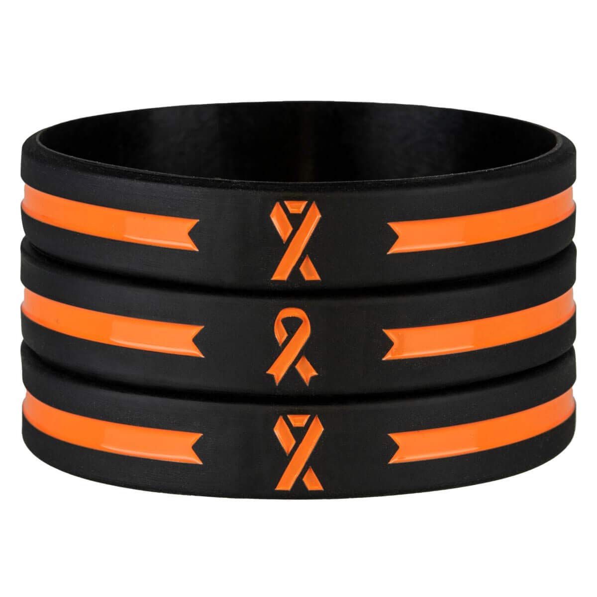 Sainstone Orange Mental Health Awareness Silicone Bracelet - Cancer Support Wristband for Patients, Survivors & Caregivers - Unisex Rubber Wristbands for Men & Women - Perfect for Fundraisers, Charity Events & Daily Wear