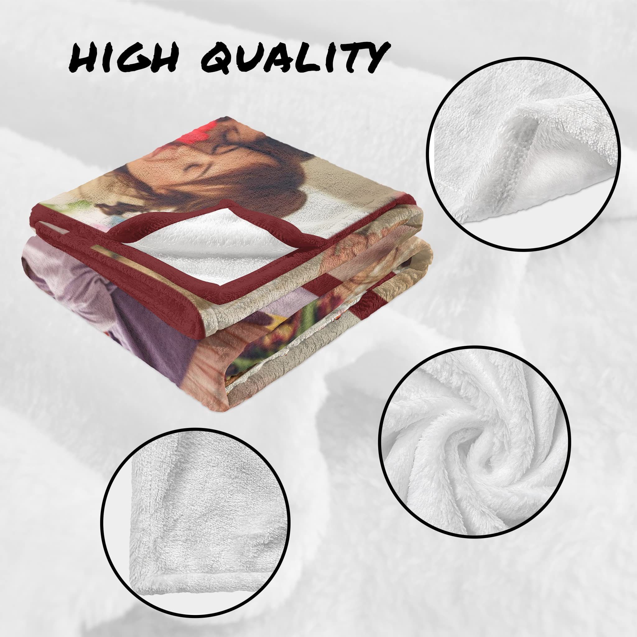 Custom Photo Blanket - Personalized Throw Blanket with Text & Collage | Soft Flannel Fleece Blanket | Mother's Day Gift for Mom, Grandma from Daughter, Son, Husband | Perfect for Family Photos, Anniversary Gifts & Cozy Home Decor
