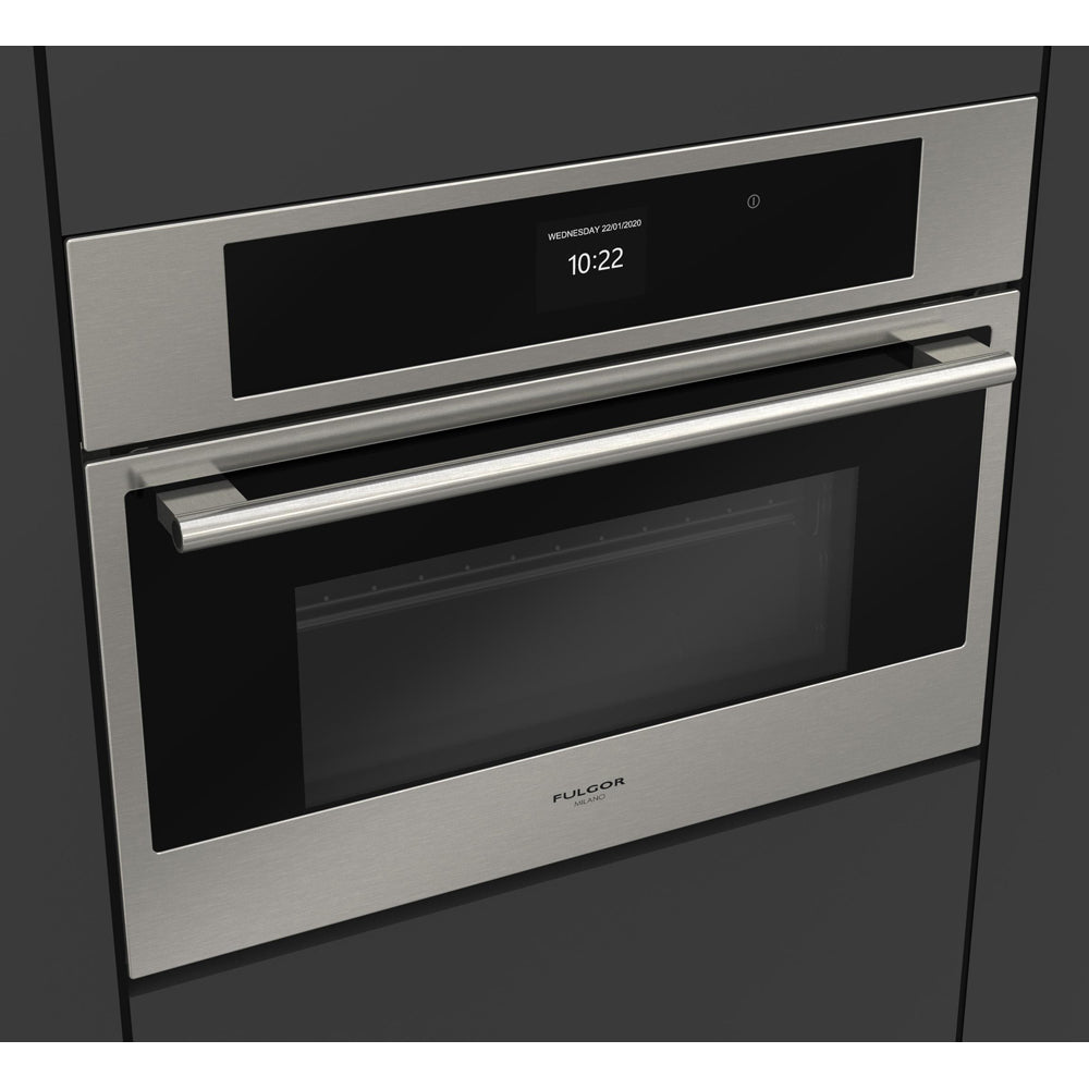 Fulgor Milano 24 Inch 700 Series Built-In Combination Convection Steam Oven - Stainless Steel (Model F7SCO24S1) | Professional Kitchen Appliance for Baking, Roasting & Healthy Cooking