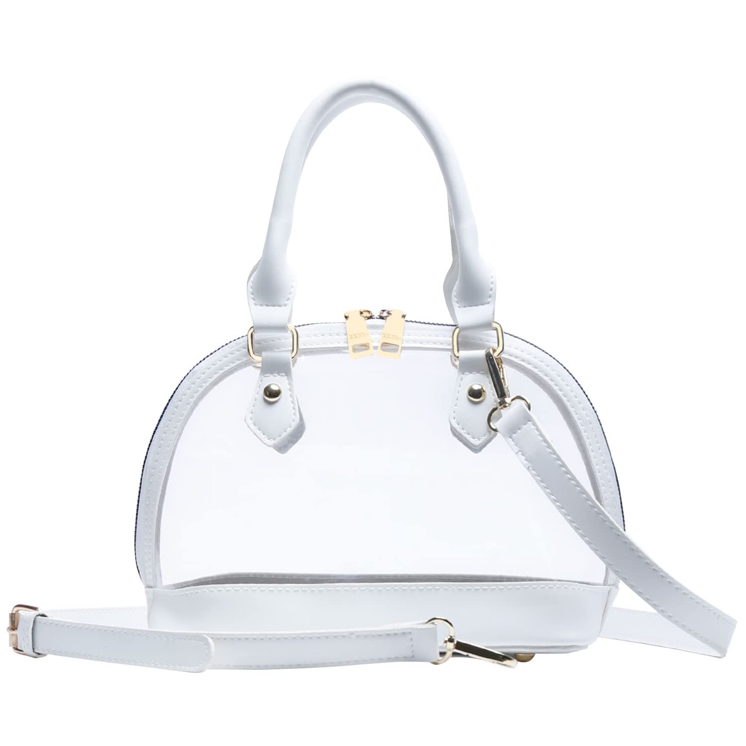 KKXIU Elegant Clear Crossbody Bag for Women - Vegan Leather Stadium Approved Purse - Fashionable Shoulder Handbag for Concerts, Sports Events & Travel