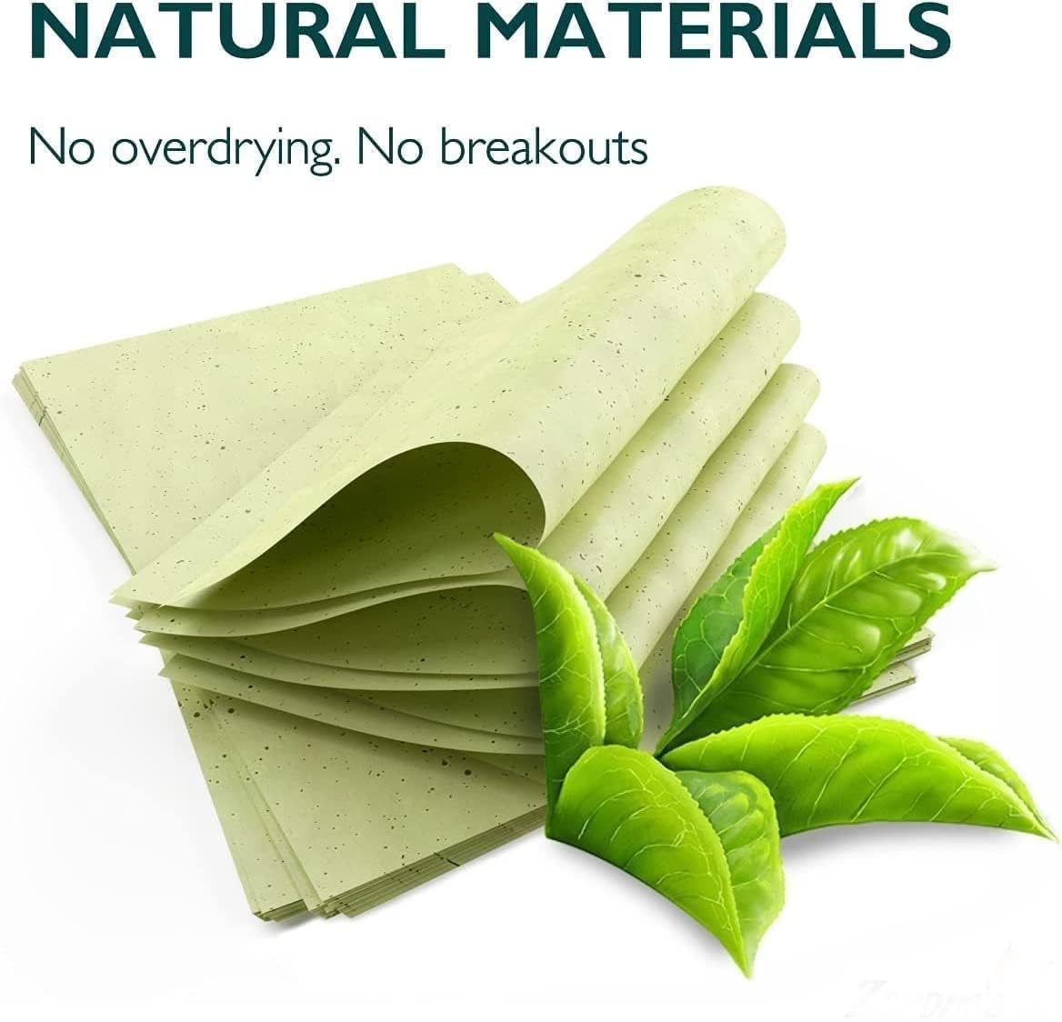 GLNRM Bamboo Charcoal & Green Tea Oil Absorbing Sheets - Natural Face Oil Blotting Paper for Shine Control | Perfect for Oily Skin, Makeup Touch-Ups & On-the-Go Use