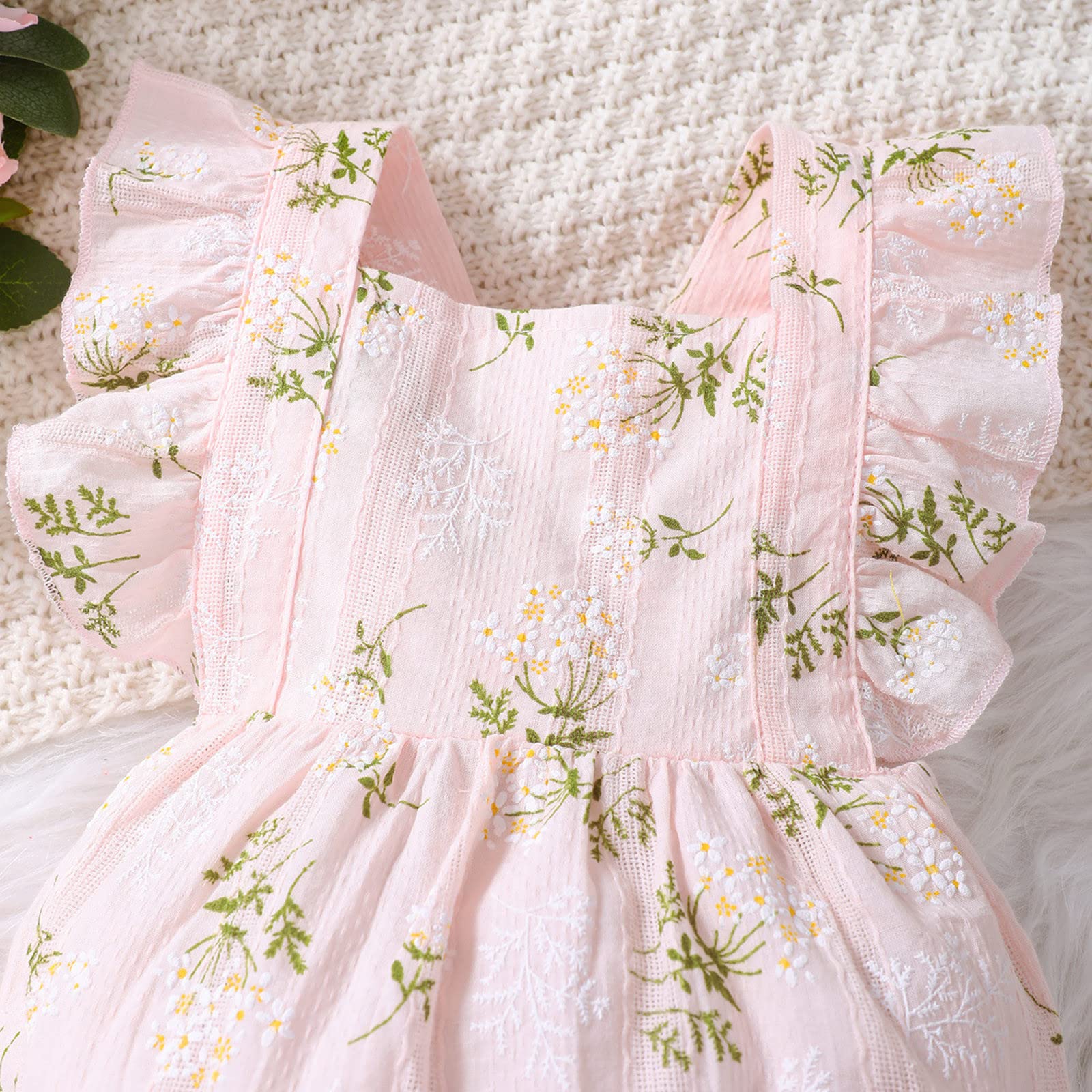 Toddler Girls Sleeveless Floral Romper Jumpsuit - Breathable Baby Bodysuit for Infant & Kids - Perfect for Summer Playdates, Beach Outings & Casual Wear