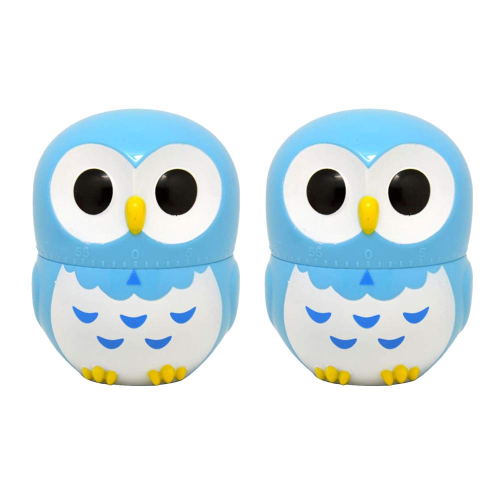 DOITOOL 2-Pack Cartoon Owl Kitchen Timer - 60 Minute Mechanical Cooking Timer for Baking, Eggs, and Workouts - Plastic Countdown Timer for Kids & Adults