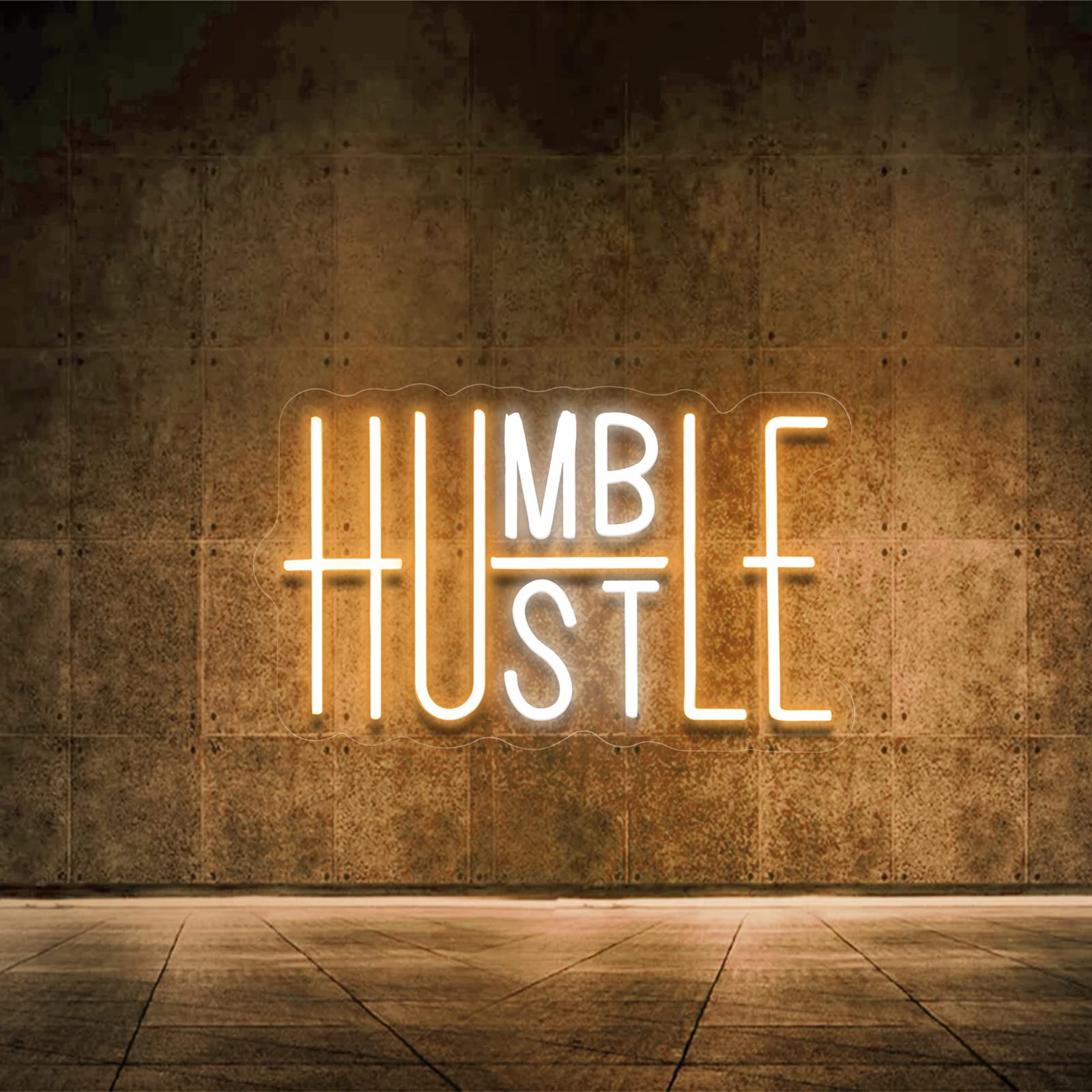 Hustle LED Neon Sign - USB Wall Decor for Office, Gym & Man Cave