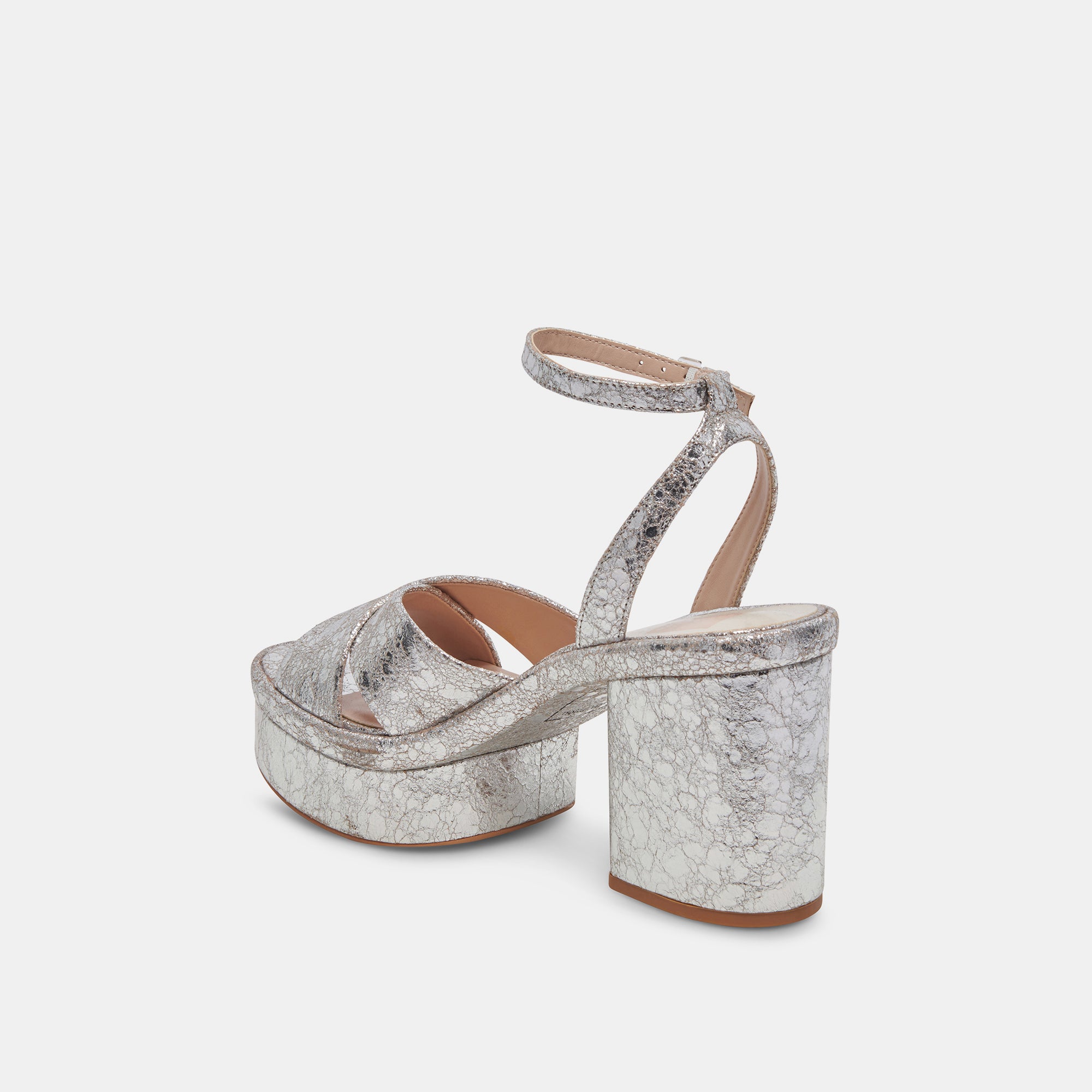 LAISHA Women's Silver Distressed Leather High Heels - Elegant Party Shoes for Weddings, Prom & Evening Events
