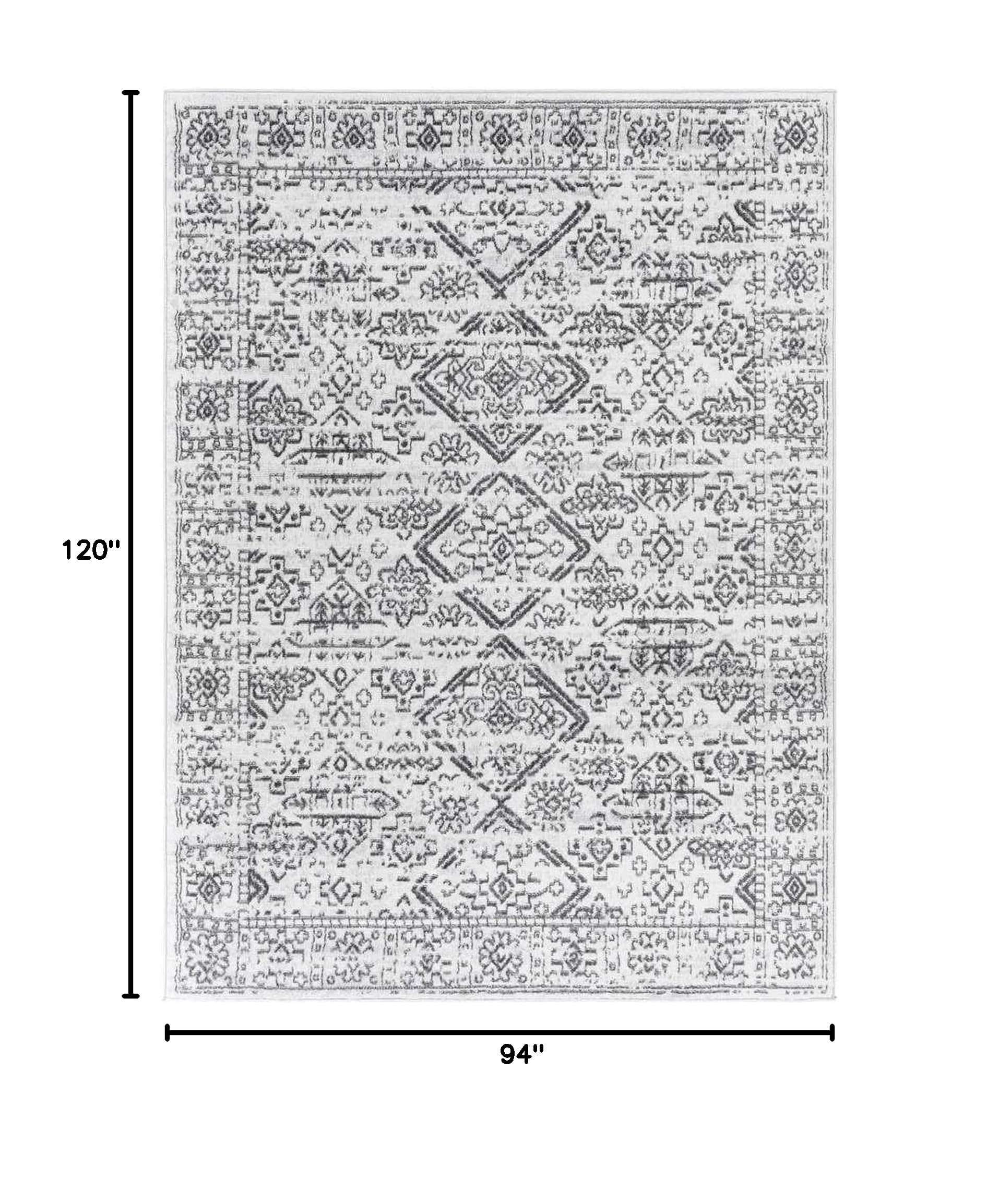 Mark&Day 8x10 Berkhoek Global Light Gray Area Rug – Soft Grey Beige White Carpet for Living Room, Bedroom, Kitchen – 7'10