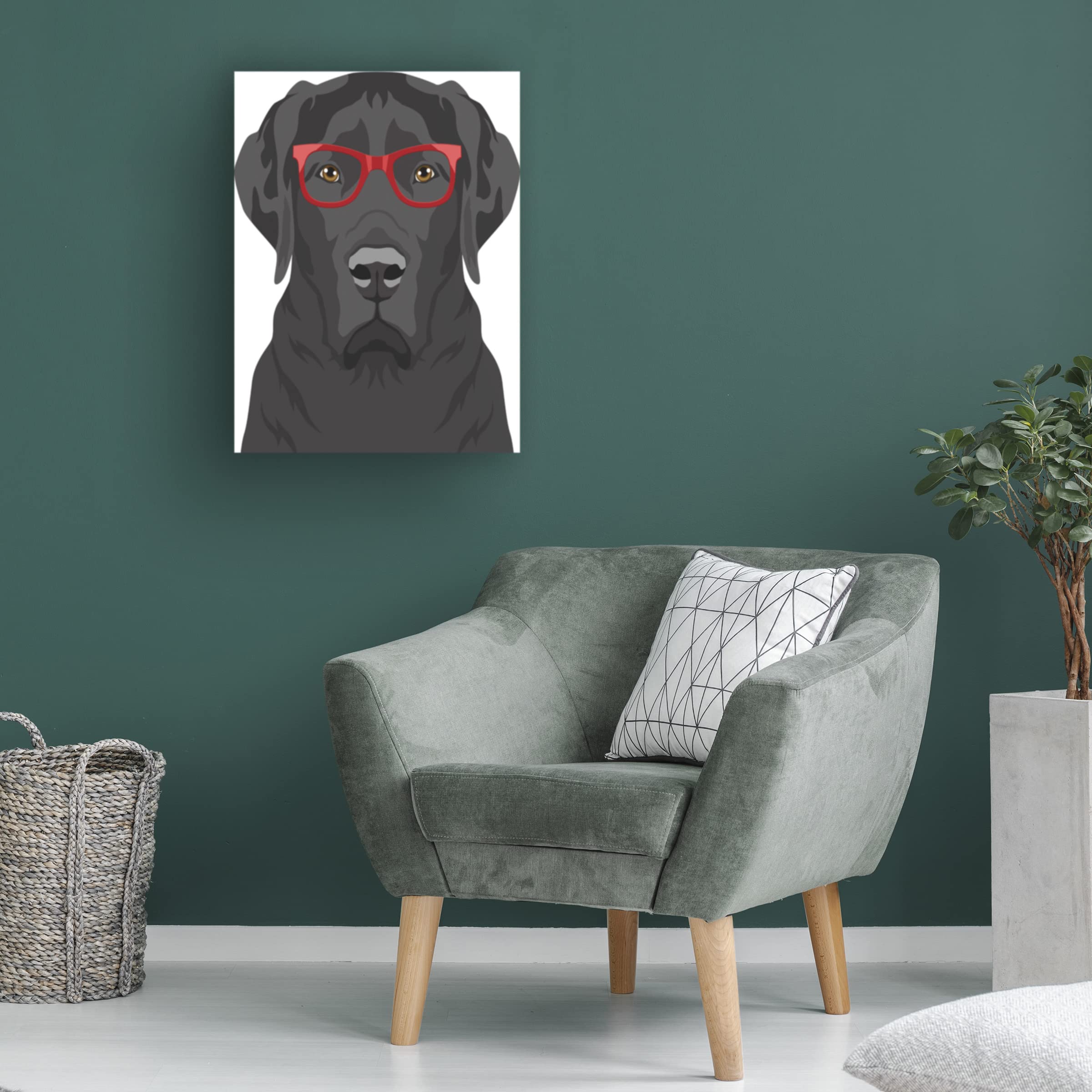 Labrador Retriever Wearing Hipster Glasses Canvas Art Print - Funny Dog Wall Decor for Living Room, Office & Pet Lovers - Premium Trademark Fine Art by Furbaby Affiliates