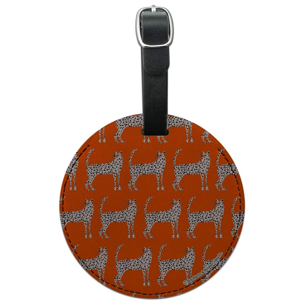 Cheeky Cheetahs Round Leather Luggage Tag - Durable Suitcase ID Tag for Carry-On Bags - Perfect for Travel Identification & Baggage Tracking