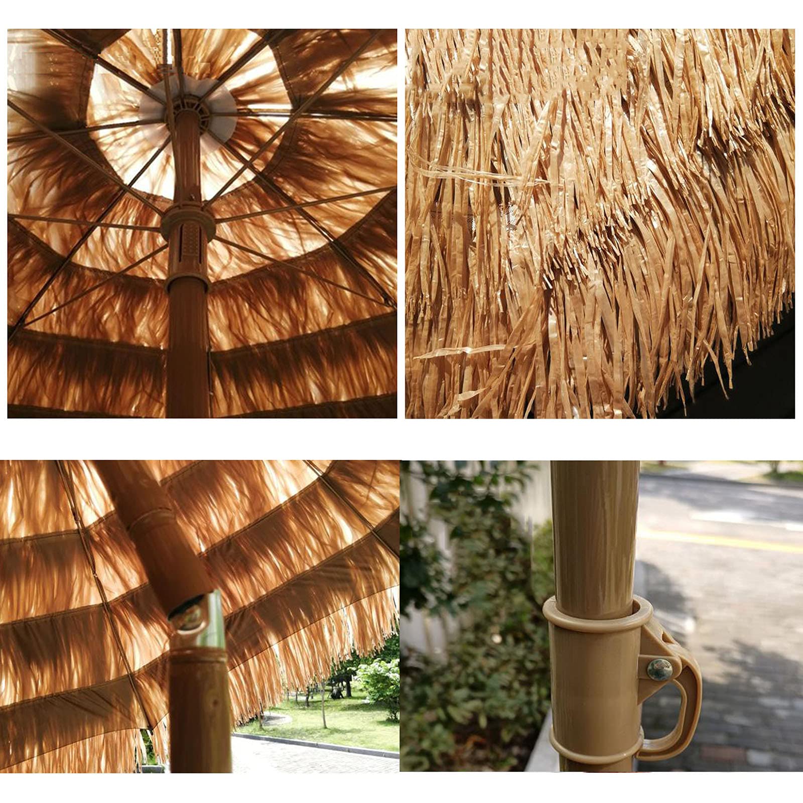 7.9 ft/2.4 m Outdoor Hawaiian Straw Parasol with Crank Handle - Natural Hula Thatch Umbrella for Garden, Beach, Terrace & Pool - Perfect for Patio Shade, Tropical Decor & Outdoor Relaxation