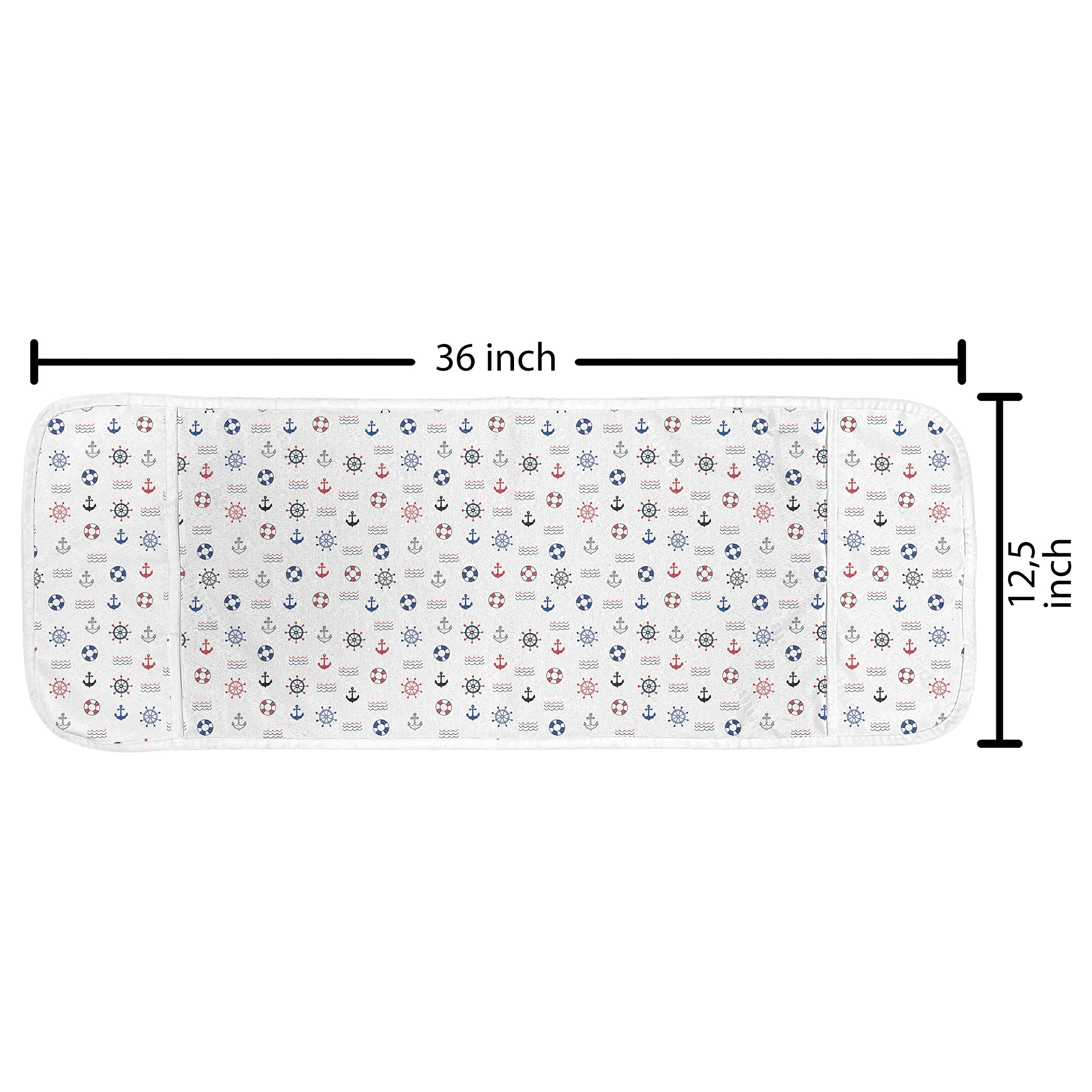 Ambesonne Waterproof Nautical Microwave Cover - Marine Anchor Compass Sea Waves Design, 36