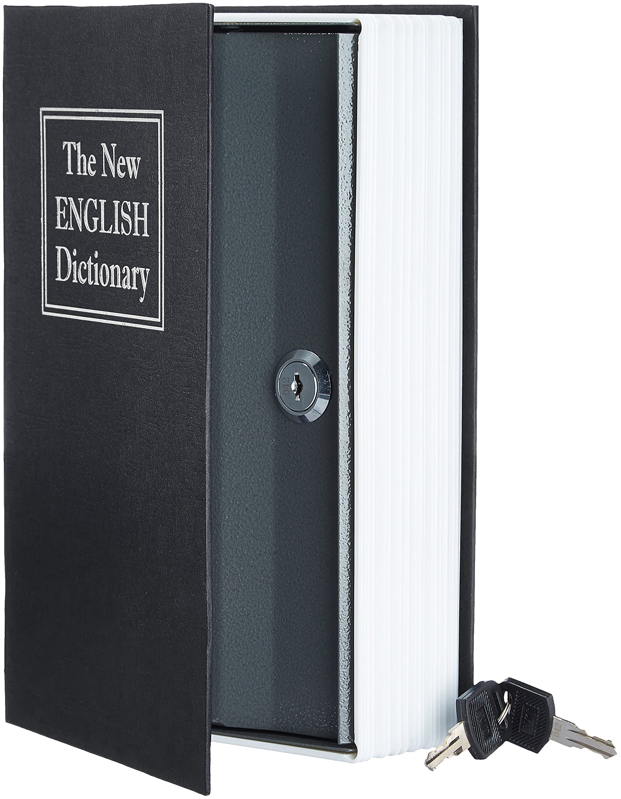 Amazon Basics Book Safe with Key Lock - Black - Hide Valuables in Plain Sight for Home, Office & Travel Security