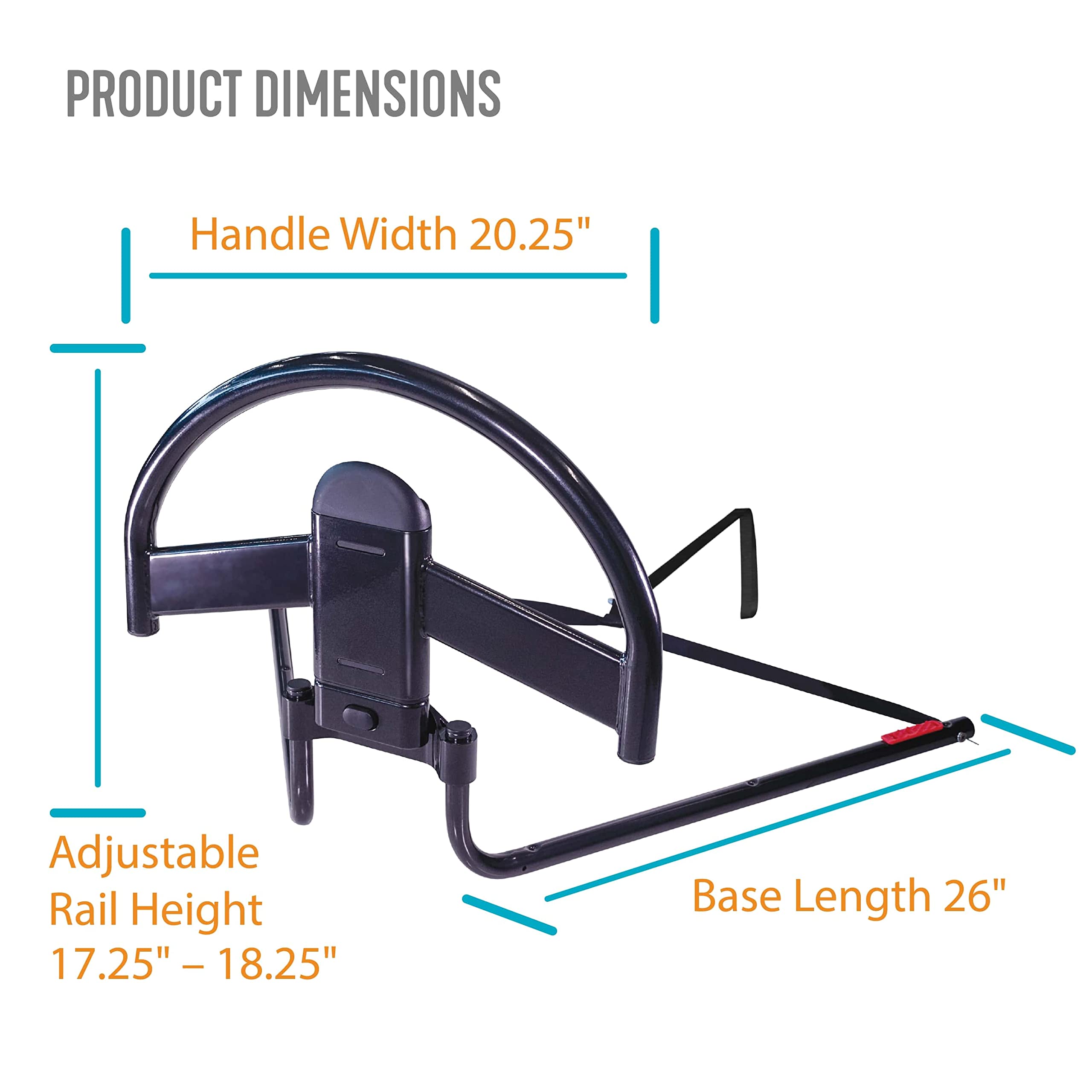 Able Life Click-N-Go Adjustable Bed Handle for Wood Bed Frames - Removable Stand Assist Rail for Adults & Seniors - ASTM Safety Approved Bed Rail with Safety Strap | Perfect for Elderly Care, Home Safety & Mobility Assistance