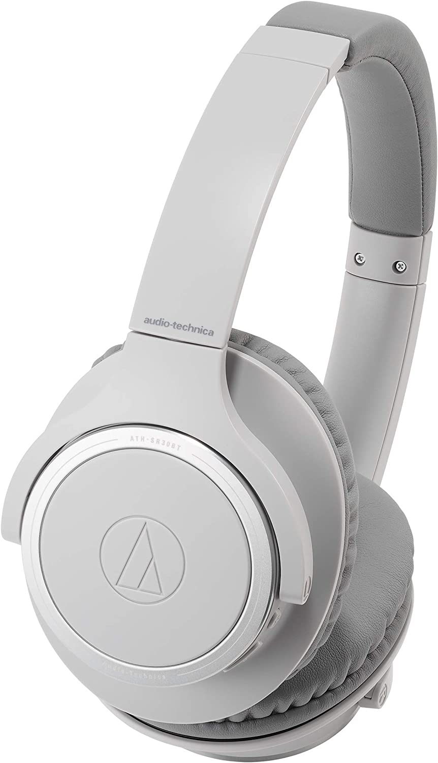 Audio Technica ATH-SR30BT Wireless Bluetooth Headphones - 40mm Drivers, 70-Hour Battery Life (Renewed Like New, Natural Gray) - Perfect for Commuting, Gaming & Music Listening
