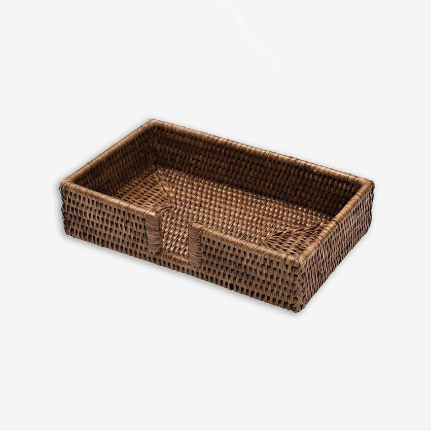 Caspari Rattan Napkin Holder - Elegant Tableware Organizer for Dining, Kitchen, and Party Decor | Perfect for Home, Restaurant, and Wedding Use