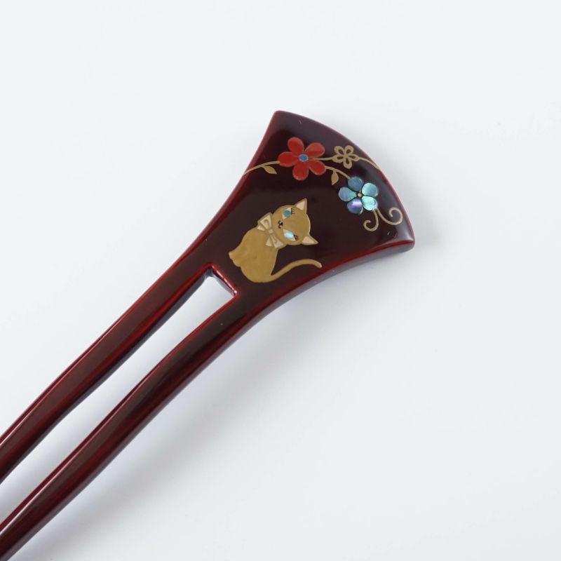 Handmade Japanese Kanzashi Hairpin - Pure Gold Maki-e Urushi Lacquer & Mother of Pearl Inlay - Traditional Kyoto Hair Accessory for Weddings, Tea Ceremonies & Kimono Styling
