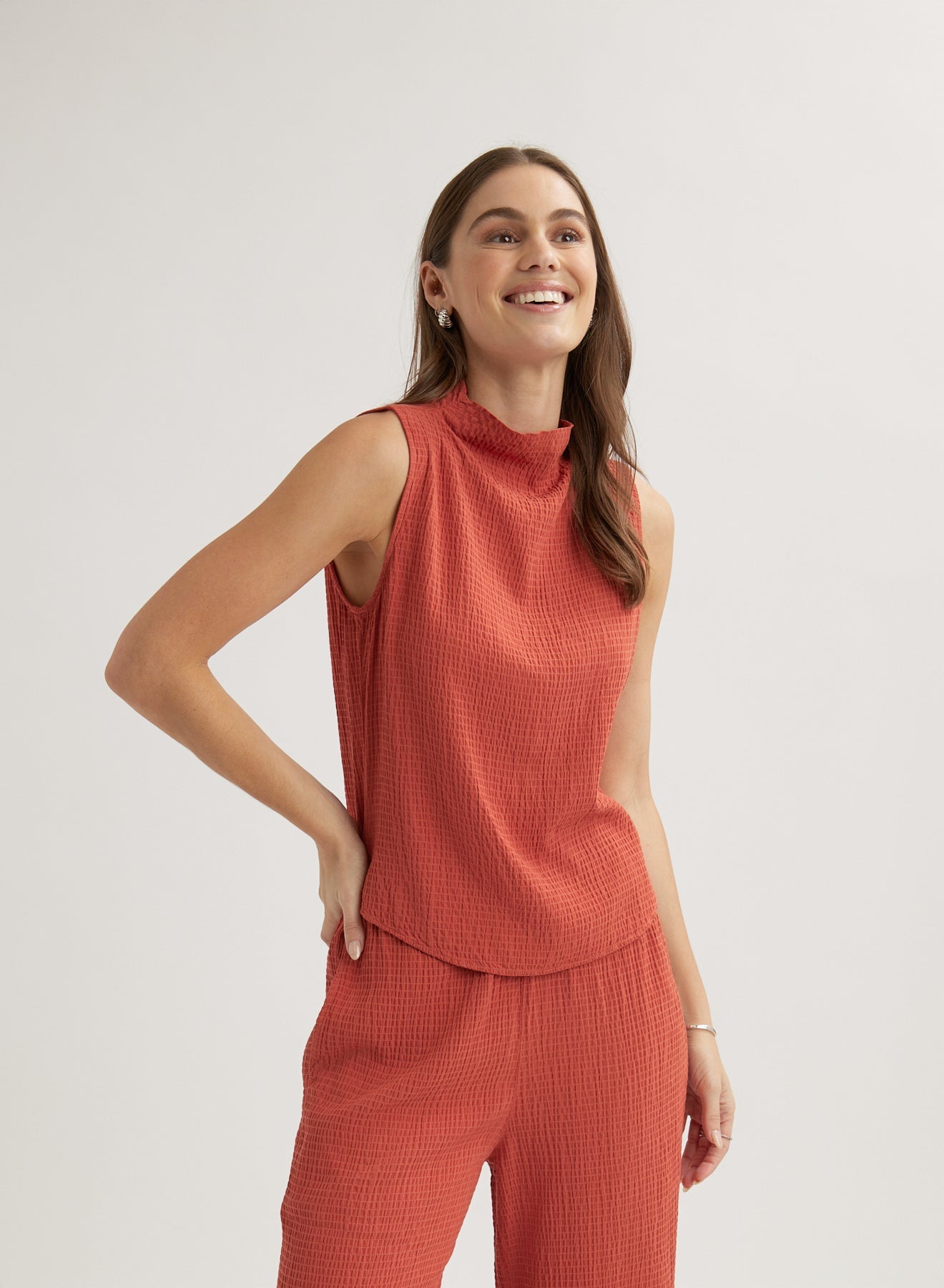 Mock Neck Top for Women - Jasper Rose Color - Stylish & Comfortable Blouse for Work, Casual Outfits & Layering
