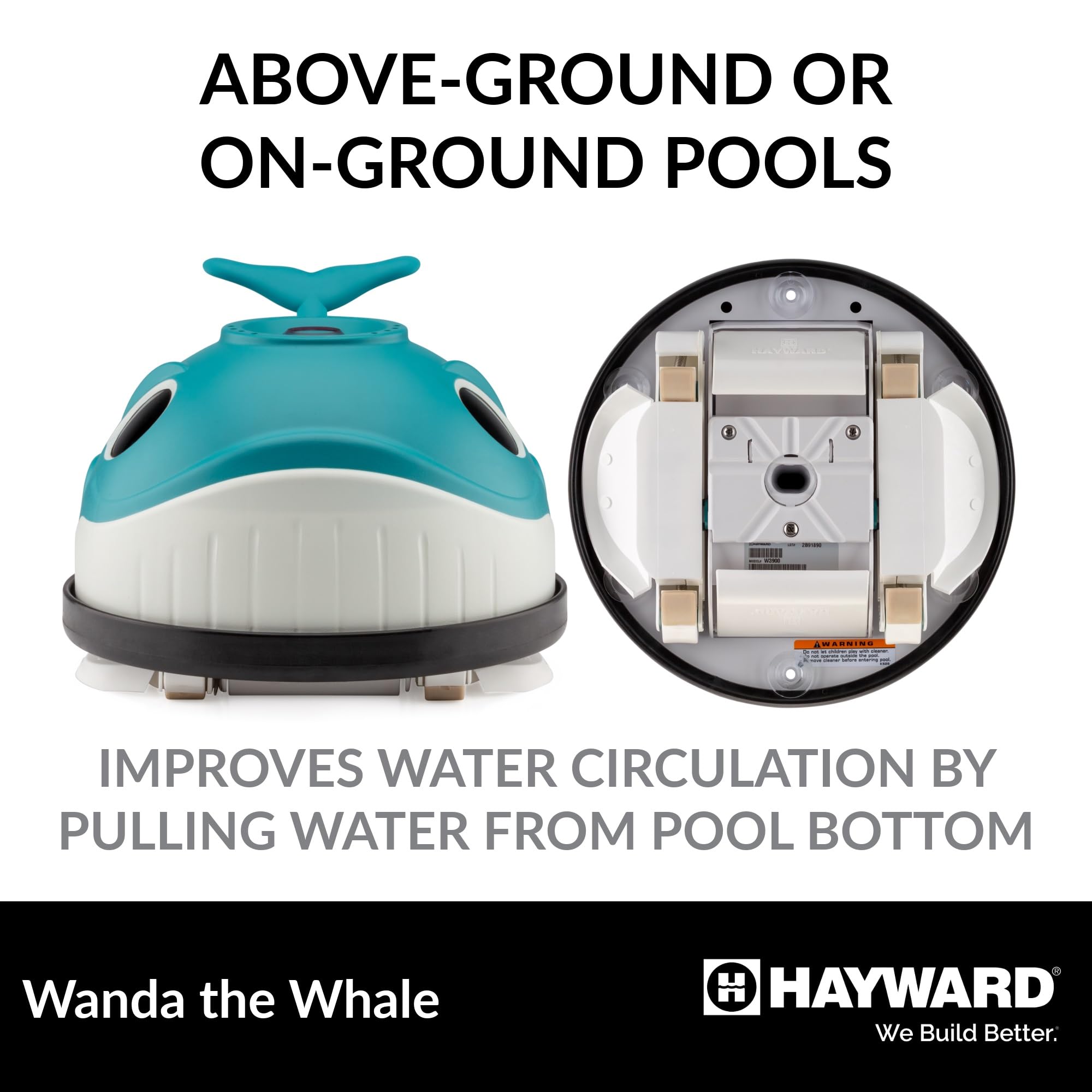Hayward W3900 Wanda the Whale Automatic Above-Ground Pool Cleaner - Powerful Suction Vacuum for All Pool Sizes | Perfect for Inground & Above-Ground Pools, Ideal for Weekly Maintenance & Debris Removal