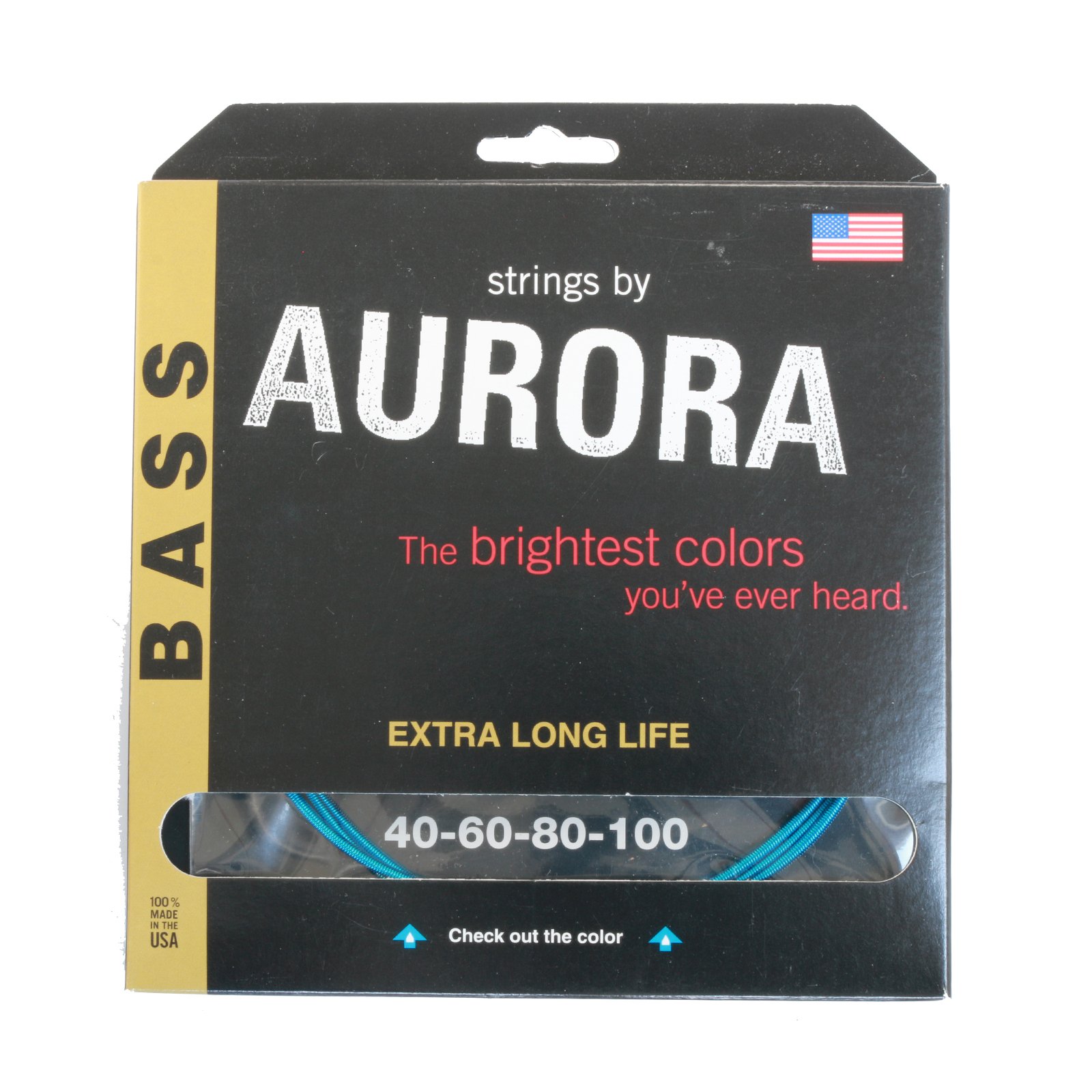 Premium Aurora Colored Bass Guitar Strings (AURAQ40-100) - Durable & Vibrant for Rock, Jazz & Studio Performances