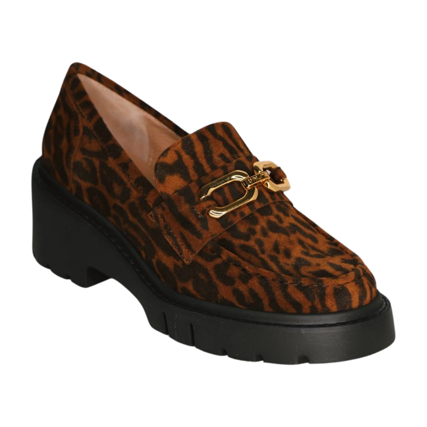 Unisa Women's Leopard Print Chunky Heel Loafers - Comfortable Slip-On Shoes for Work, Office & Casual Outfits