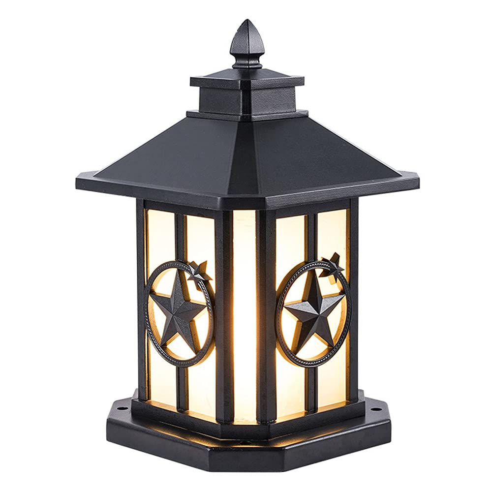 Victorian Style Outdoor Post Lamp - Waterproof Aluminum Garden Light with Glass Shade for Yard, Lawn & Landscape | IP65 Rainproof Pillar Lamp for Fence, Pathway & Patio Lighting