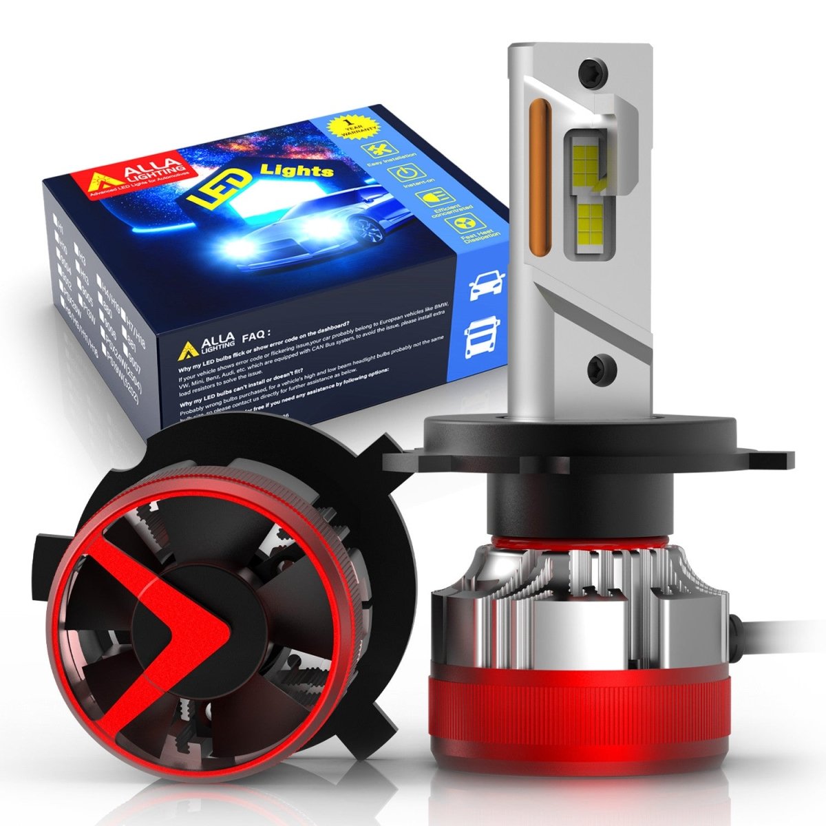 AG1 H4 HB2 9003 LED Headlight Conversion Kit - 6500K Xenon White Bulbs for Cars, Trucks & SUVs - High Brightness & Long Lifespan - Perfect for Night Driving & Foggy Conditions