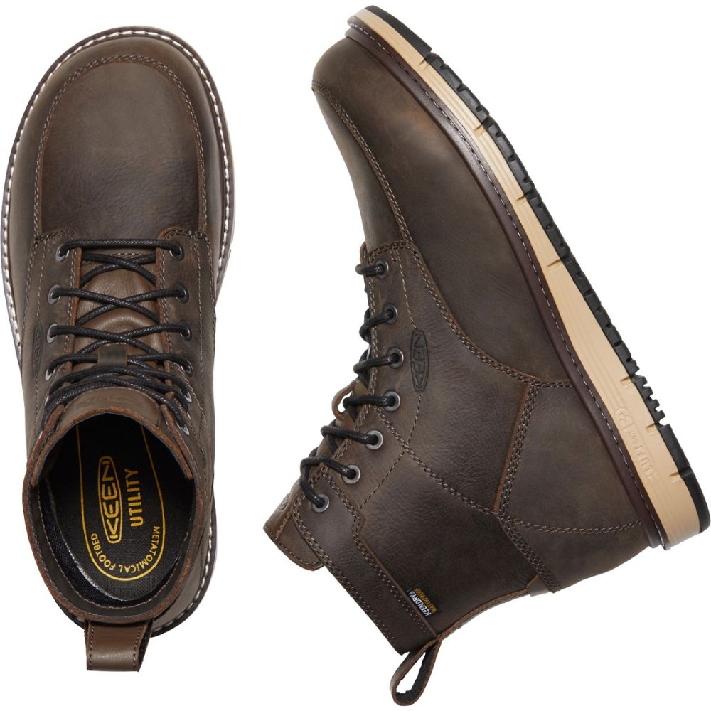 Keen San Jose Men’s 6” Aluminum Toe Work Boot - Brown 1023250 | Safety Shoes for Construction, Warehouse & Outdoor Work | Durable & Comfortable Work Boots for Men