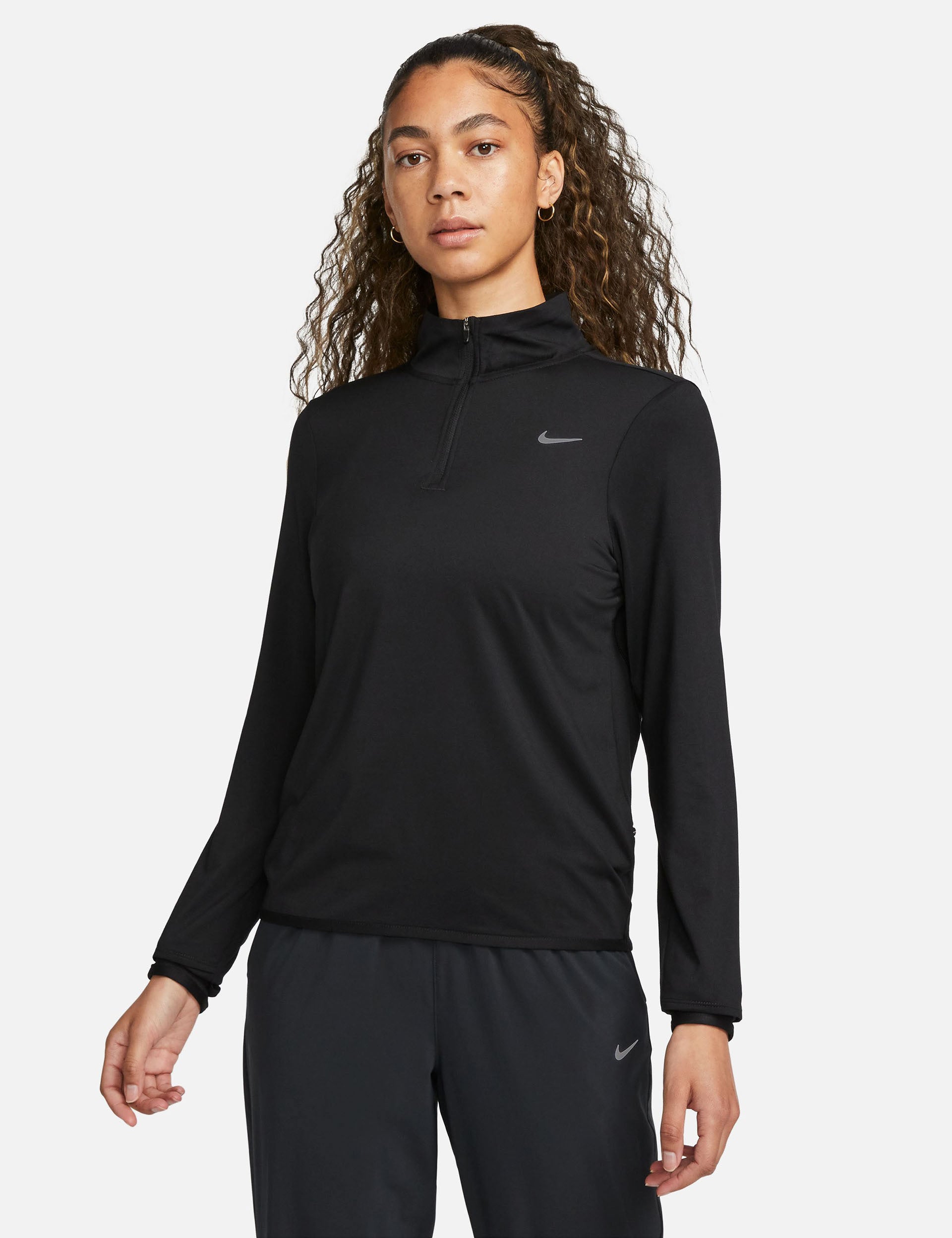 Nike Dri-FIT Swift Element UV 1/4 Zip Running Top - Breathable Moisture-Wicking Performance Shirt for Men & Women | Black/Reflective Silver | Ideal for Jogging, Gym Workouts & Outdoor Activities