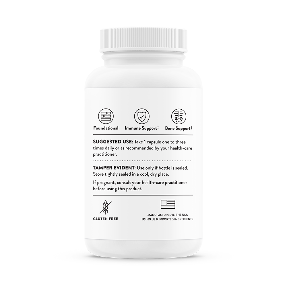 Thorne Vitamin D 1000 IU (D128) - Premium Vitamin D3 Supplement for Immune Support & Bone Health - Ideal for Daily Wellness & Indoor Lifestyles