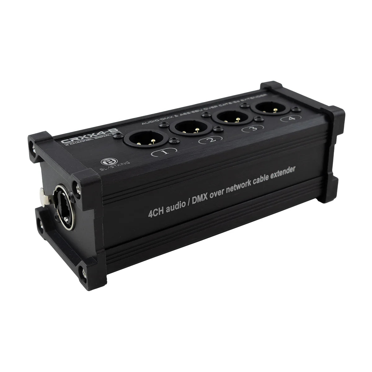 Blastking CRXX4 B 4 Channel XLR Male Receiver Box - Professional Audio DMX Extender over CAT6/5e Cable for Live Sound, Stage Lighting & Studio Equipment