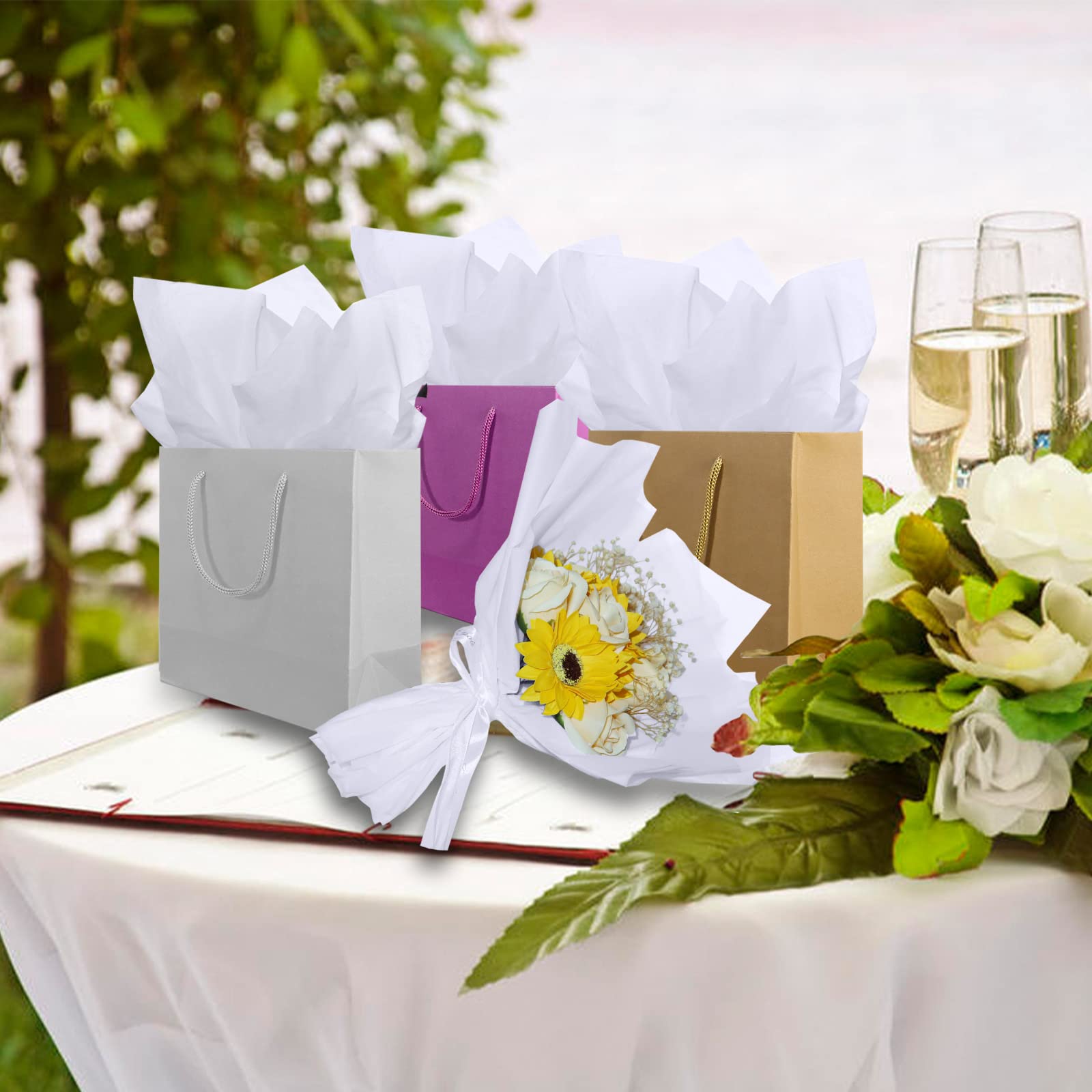 Undemouc 100 Sheets White Tissue Paper 20x14 Inches - Bulk Wrapping Paper for Gift Bags, DIY Crafts, Party Decor - Perfect for Birthdays, Weddings, Baby Showers & Graduations | Gift Wrapping, Floral Arrangements & Table Decorations