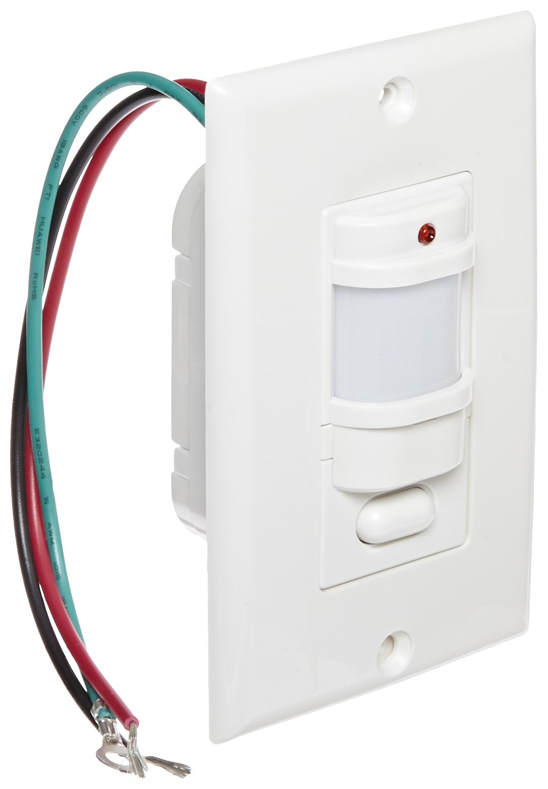 Hubbell WS120W White Passive Infrared Wall Switch - 1 Button, 900 sq ft Max Sensing Range, 120VAC - Ideal for Home, Office & Commercial Lighting Control