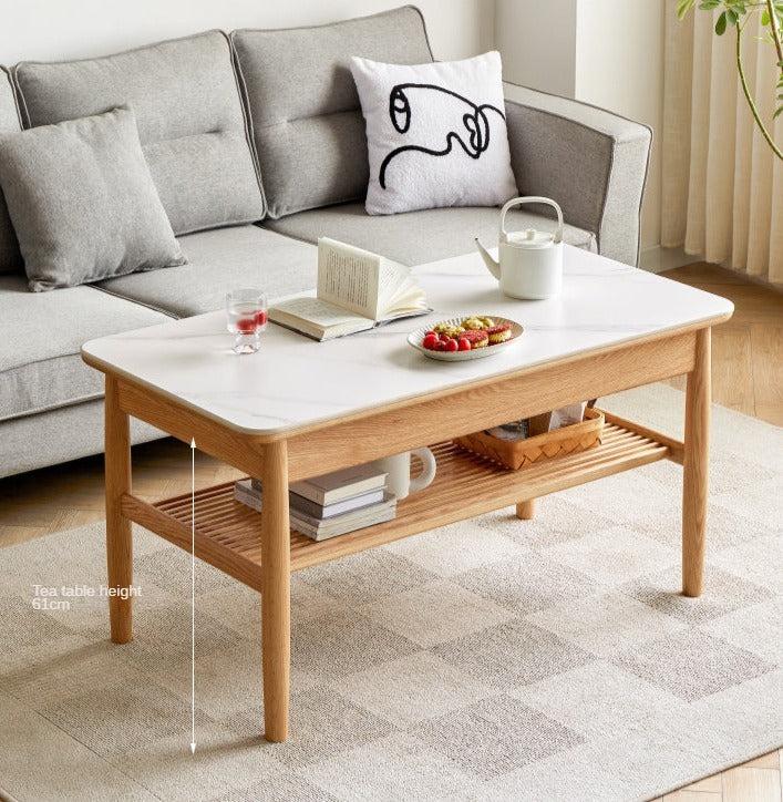Solid Oak Wood Rocking Coffee Table - Rustic Living Room Furniture for Home Decor, Perfect for Living Room, Lounge, or Patio