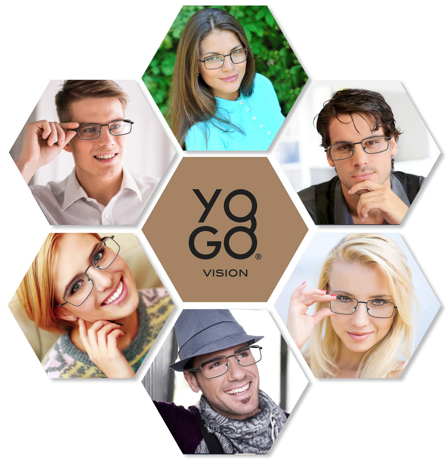 Yogo Vision Bifocal Reading Glasses 2 Pack - Metal Full Rim Rectangle Readers for Men & Women - Perfect for Reading Books, Using Smartphones & Computer Work