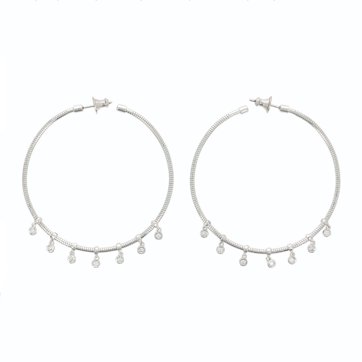 14K Sterling Silver & Diamond Hoop Earrings for Women | Classic Dangle Earrings for Everyday Wear & Special Occasions | Perfect Gift for Birthday, Anniversary & Valentine's Day