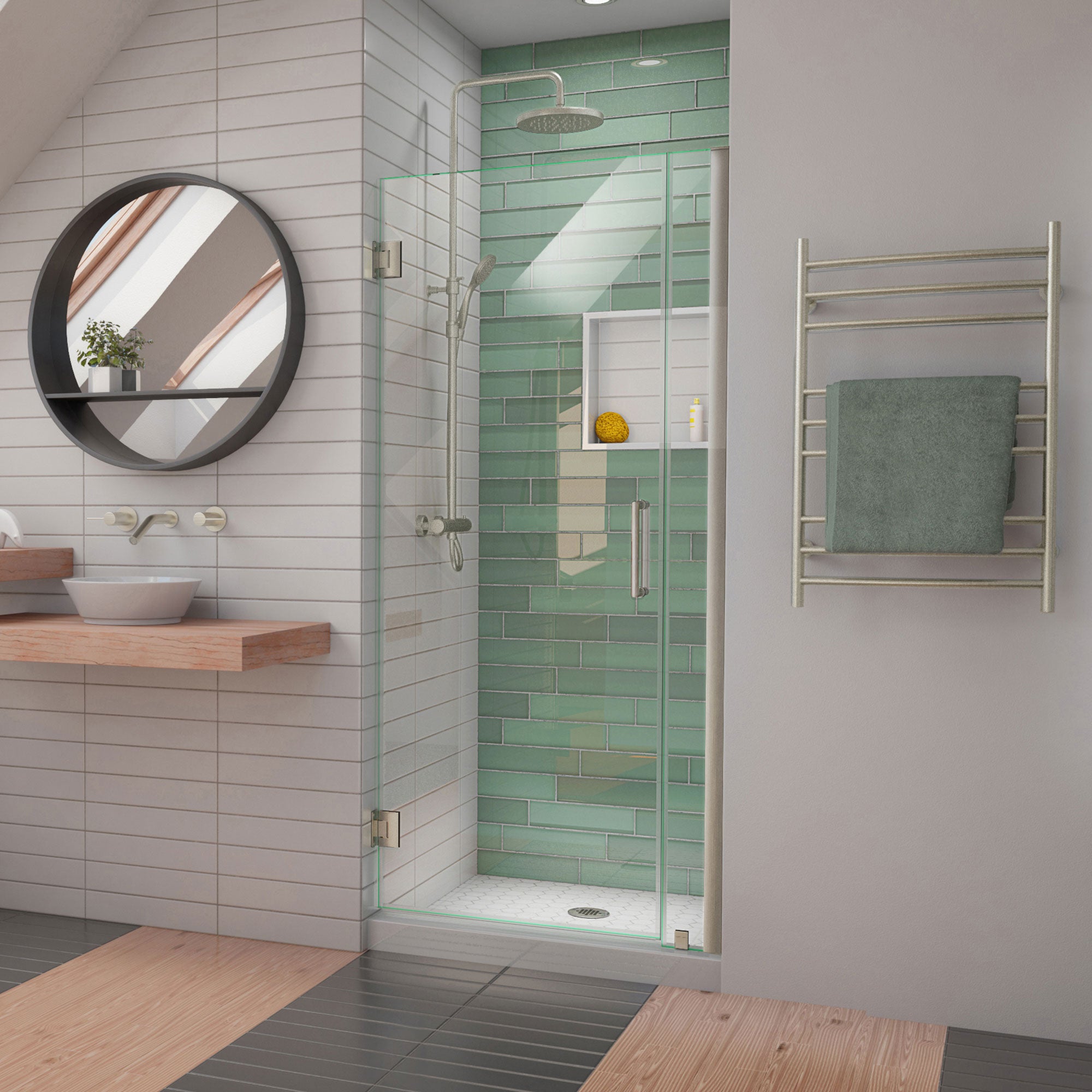 DreamLine Unidoor LS 33-34 Inch W x 72 Inch H Frameless Hinged Shower Door - Perfect for Modern Bathroom Renovations & Spa-Like Showers