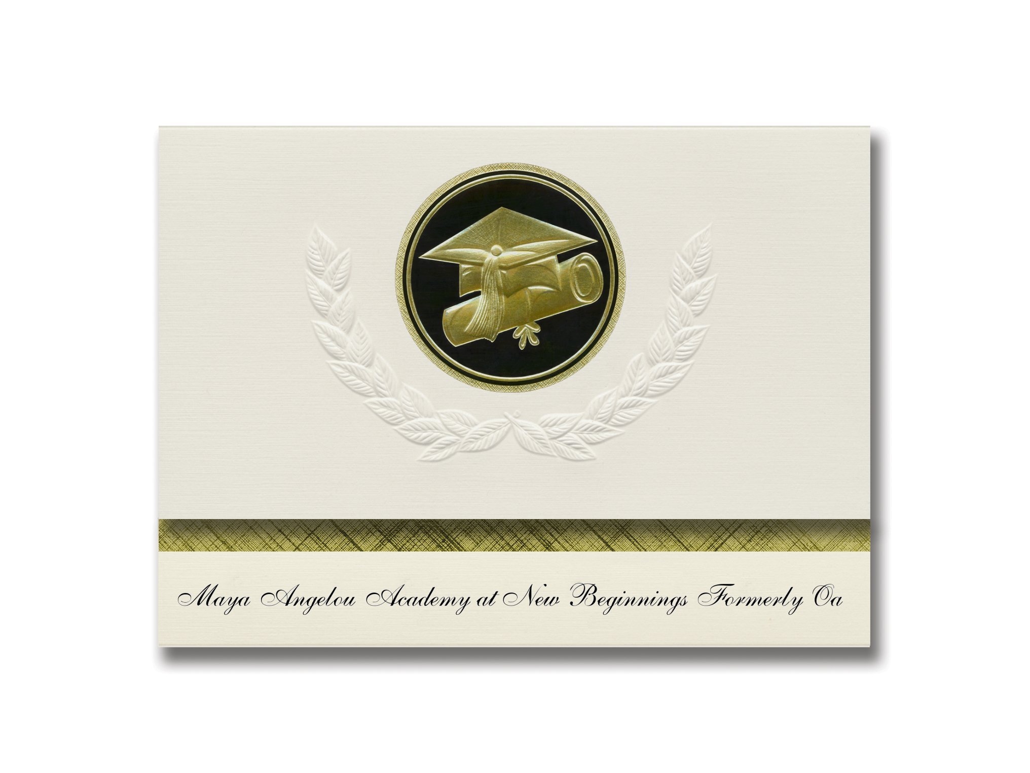 Maya Angelou Academy at New Beginnings Graduation Announcements - Presidential Elite Pack of 25 with Gold & Black Cap & Diploma Seal - Perfect for High School and College Graduation Ceremonies in Laurel, MD