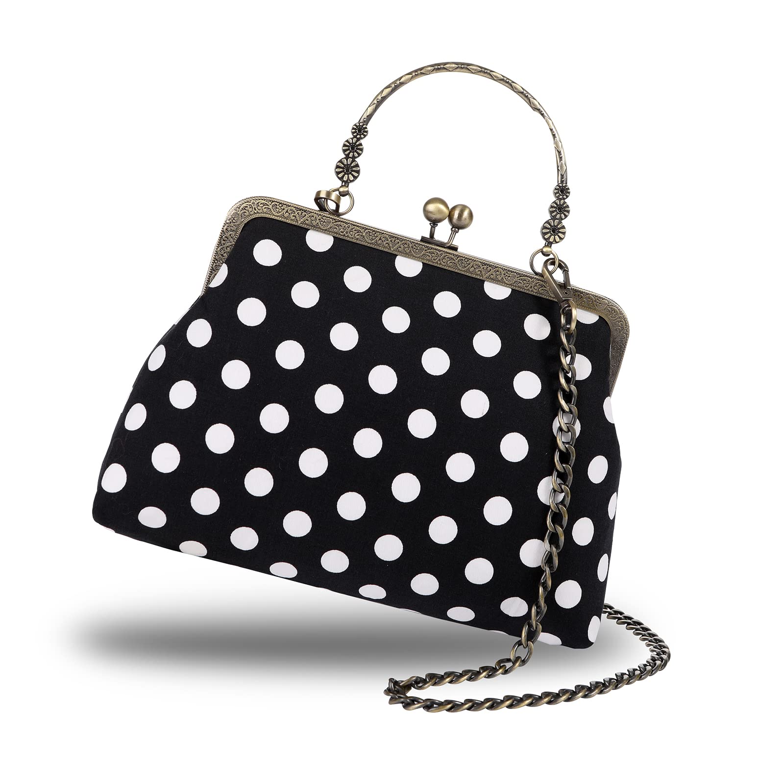 Vintage Floral Top-Handle Handbag for Women - Elegant Kiss Lock Evening Clutch Purse | Perfect for Parties, Weddings & Special Occasions
