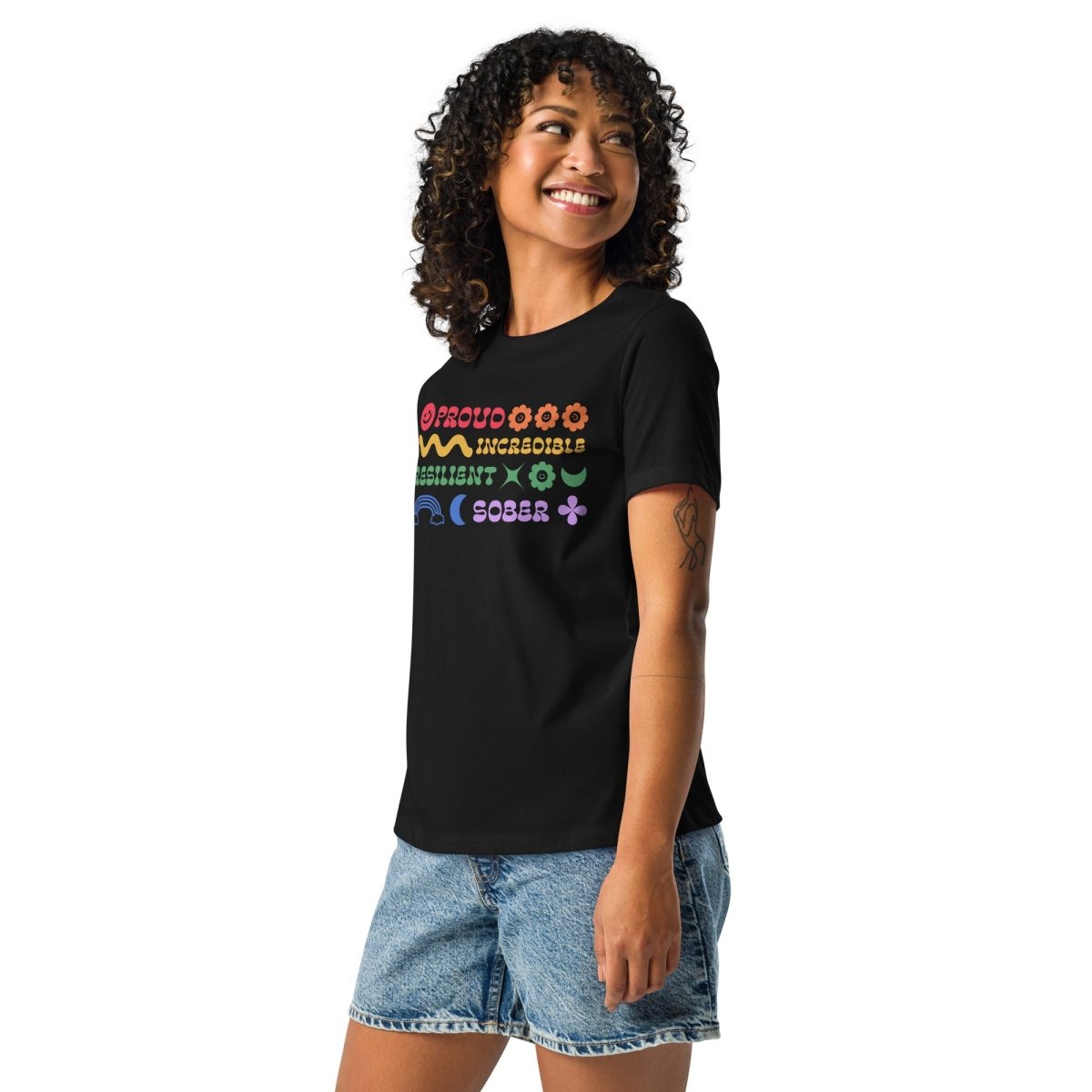 Rainbow Resilience Relaxed Tee - Soft & Comfortable Sober T-Shirt for Everyday Wear | Casual Outfit, Lounge & Street Style