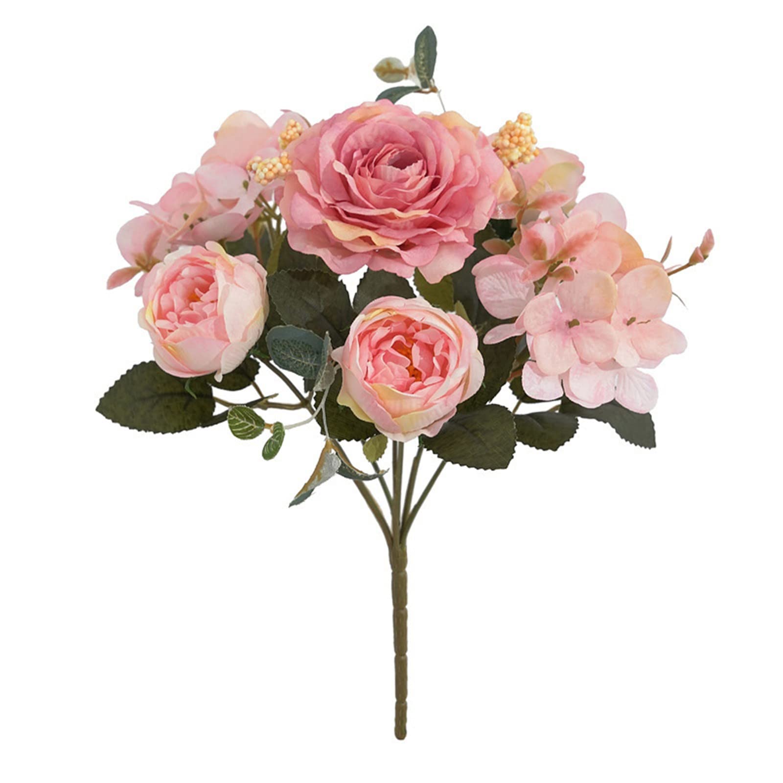 Artificial White Carnations & Peony Silk Flowers - Realistic Fake Rose Wedding Bouquets, Hand-Tied Floral Arrangement in Pink for Bridal Shower, Home Decor, and Centerpieces
