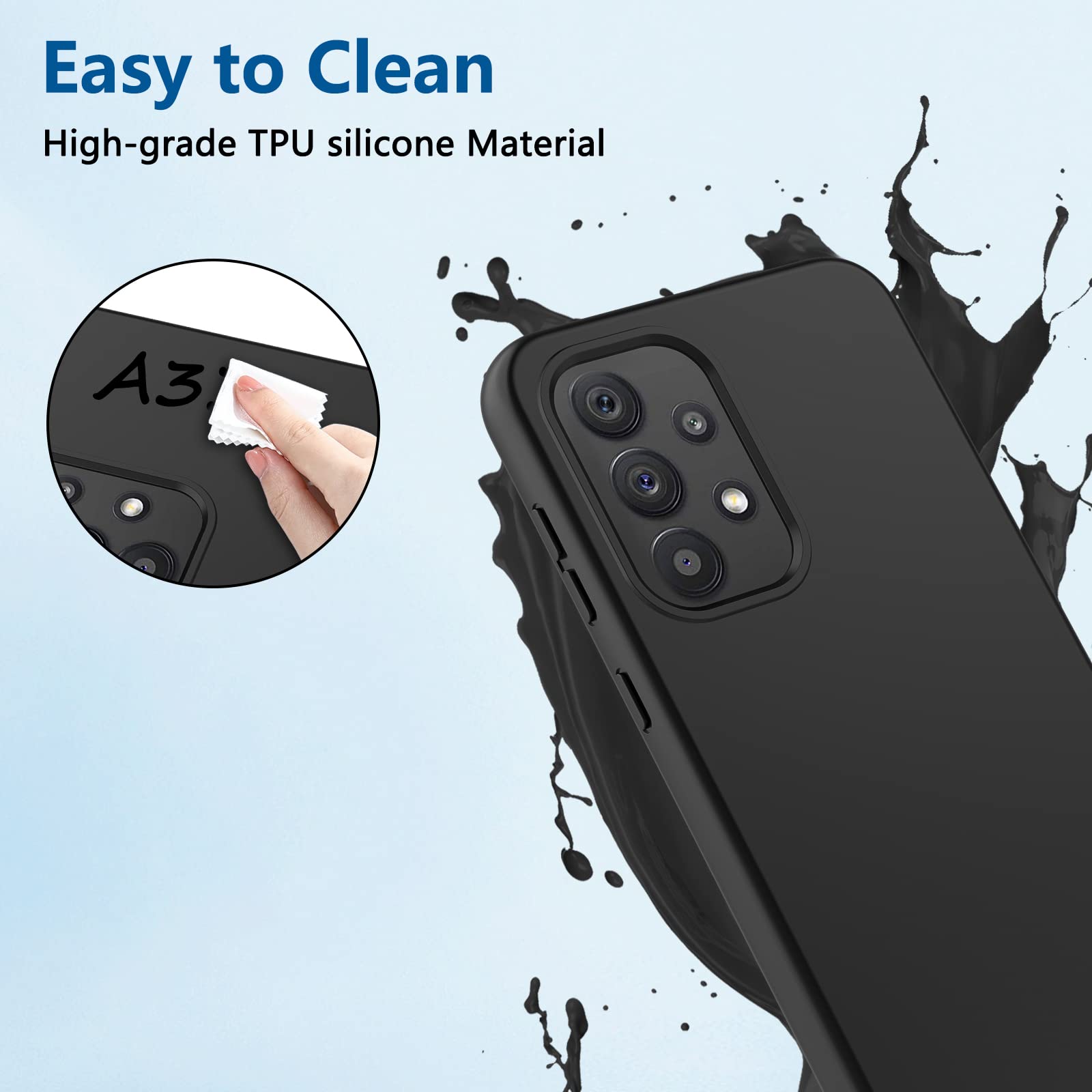 Shockproof Full Body Samsung Galaxy A33 5G Phone Case with Built-in Screen Protector - Anti-Scratch TPU Silicone Bumper Protective Cover (Black) | Perfect for Outdoor Activities, Work & Daily Use