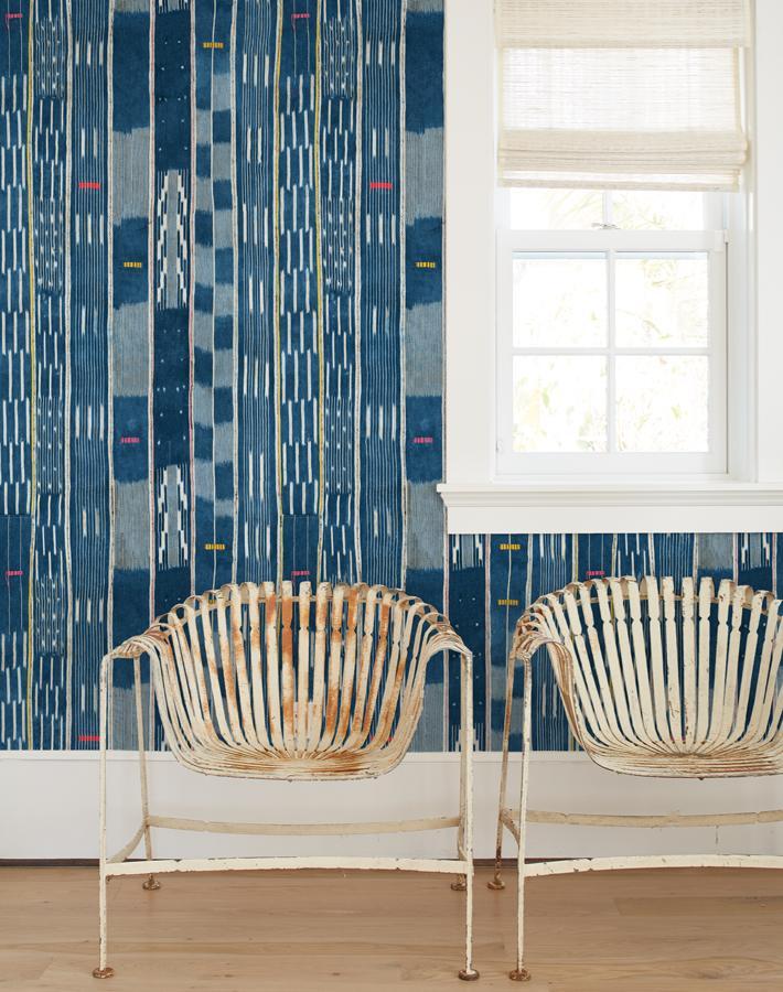 Chris Benz Blue Madison Stripe Wallpaper - Large Roll - Perfect for Living Room, Bedroom & Home Office Decor