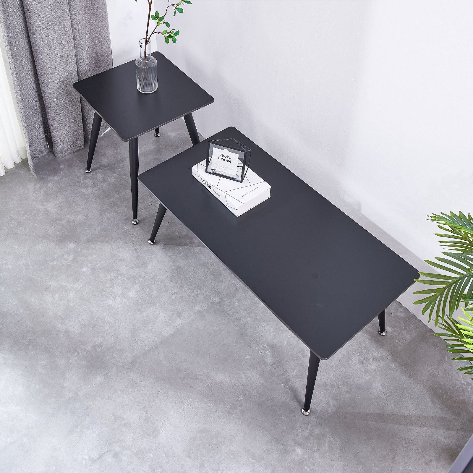 Criterionâ¢ Black Sintered Stone End Table with Sturdy Metal Legs - Modern Side Table for Living Room, Bedroom & Office Decor