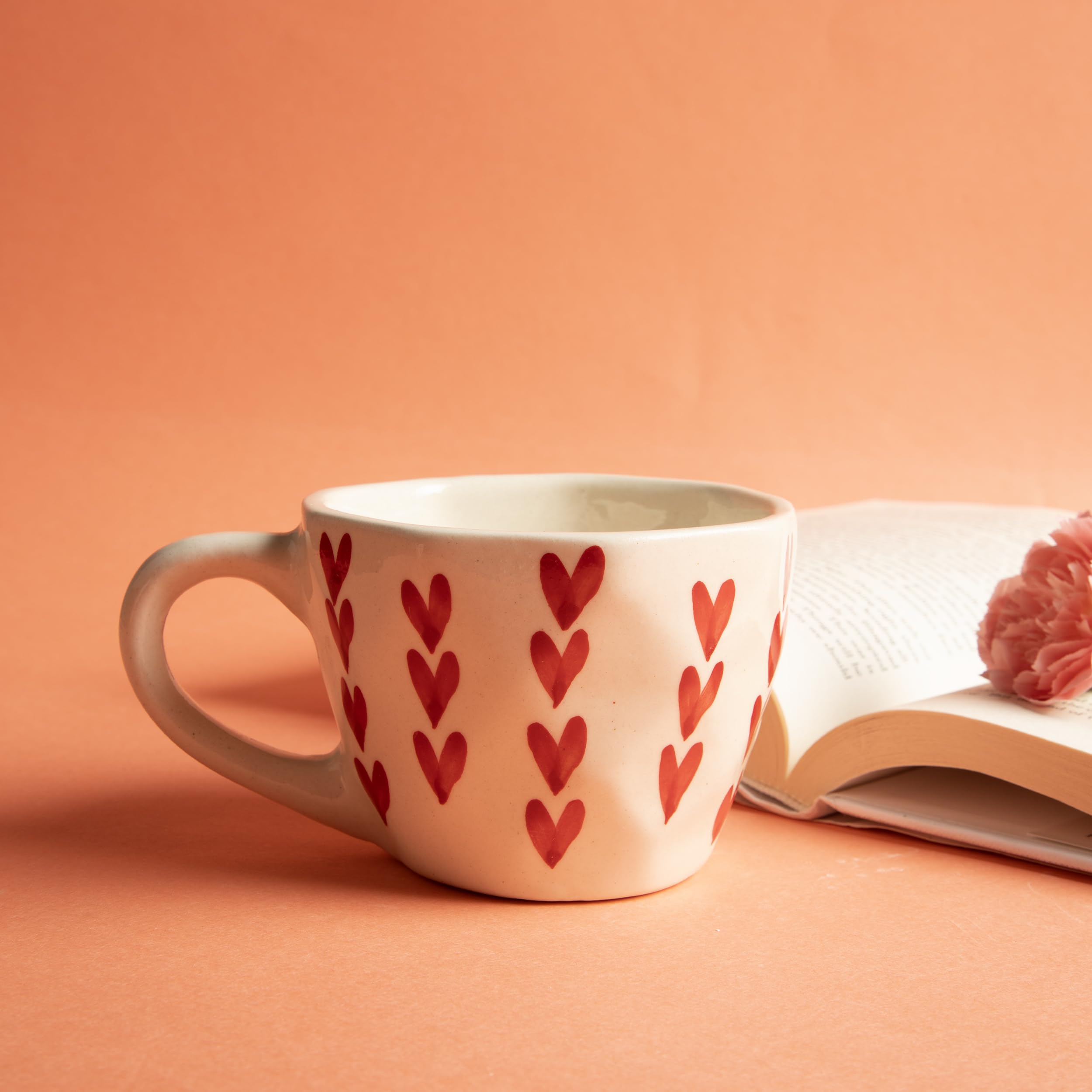 Valentine's Day Heart Shaped Coffee Mug - White Ceramic Tea Cup with Cute Sweetheart Design | Microwave & Dishwasher Safe | Perfect for Couples Gift, Romantic Breakfast in Bed, Anniversary Present