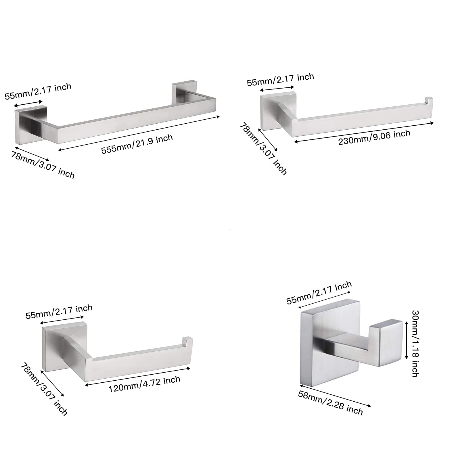 5-Piece Brushed Nickel Bathroom Hardware Set - 22