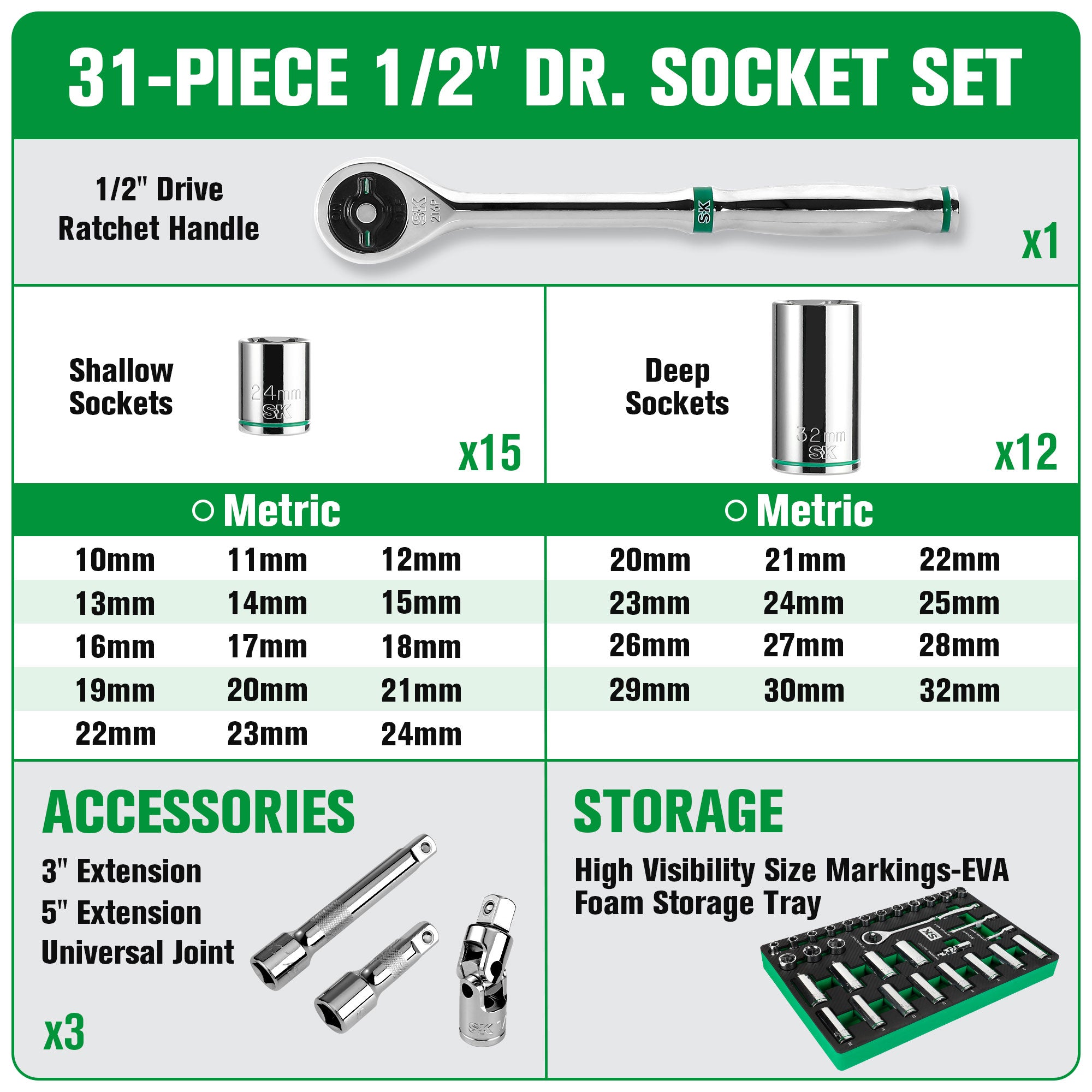 31-Piece 1/2