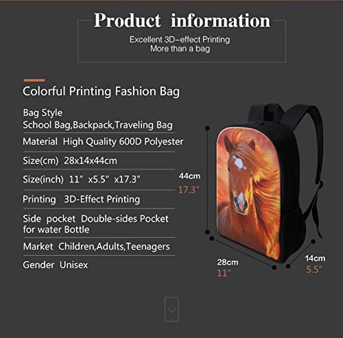 Plush Horse Print School Backpack for Students & Men - Durable Fashion Hiking Bag for College, Travel & Outdoor Adventures