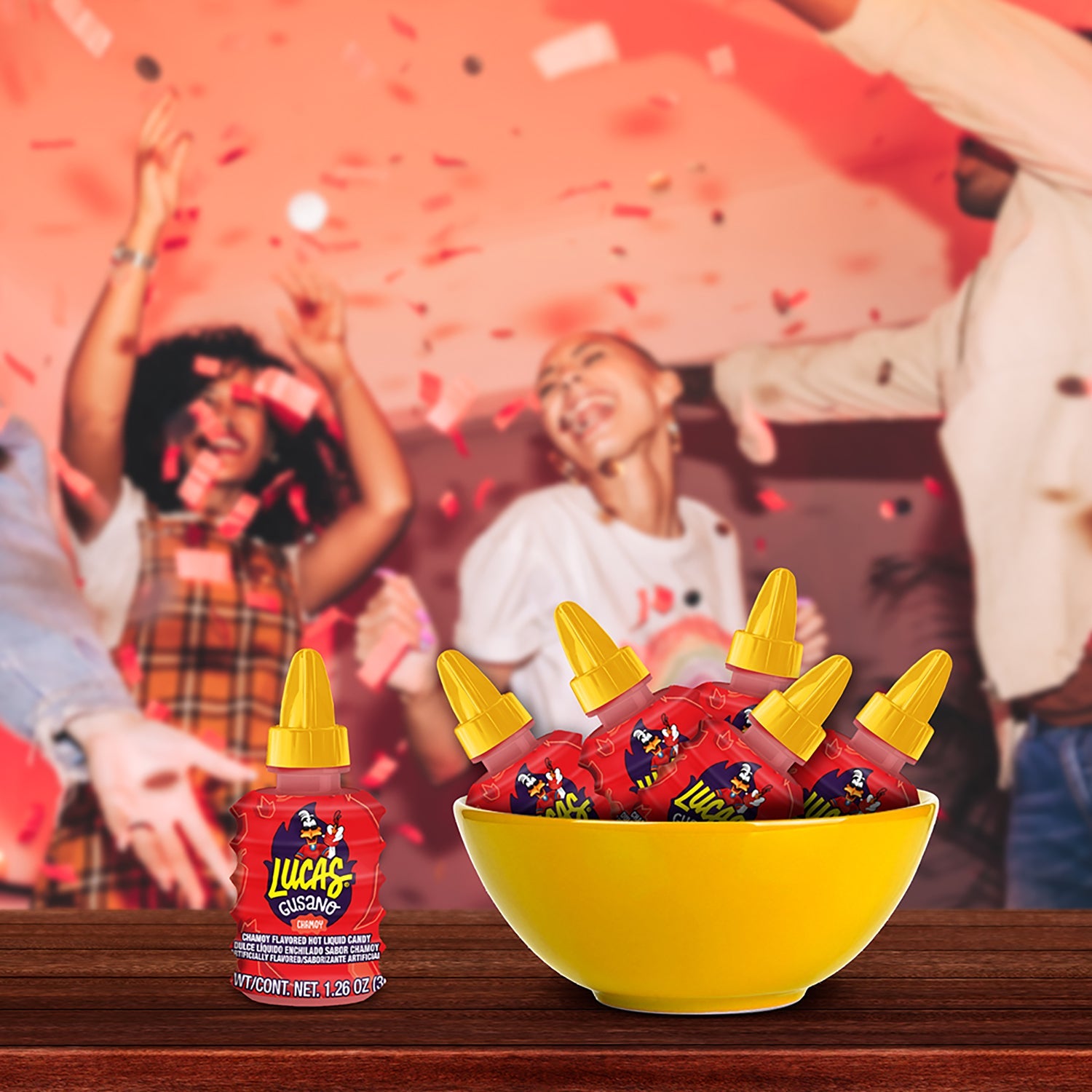 Lucas Gusano Chamoy Candy | 10 Count Box | Mexican Sour Gummy Worms Snack for Parties, Movie Nights & Road Trips