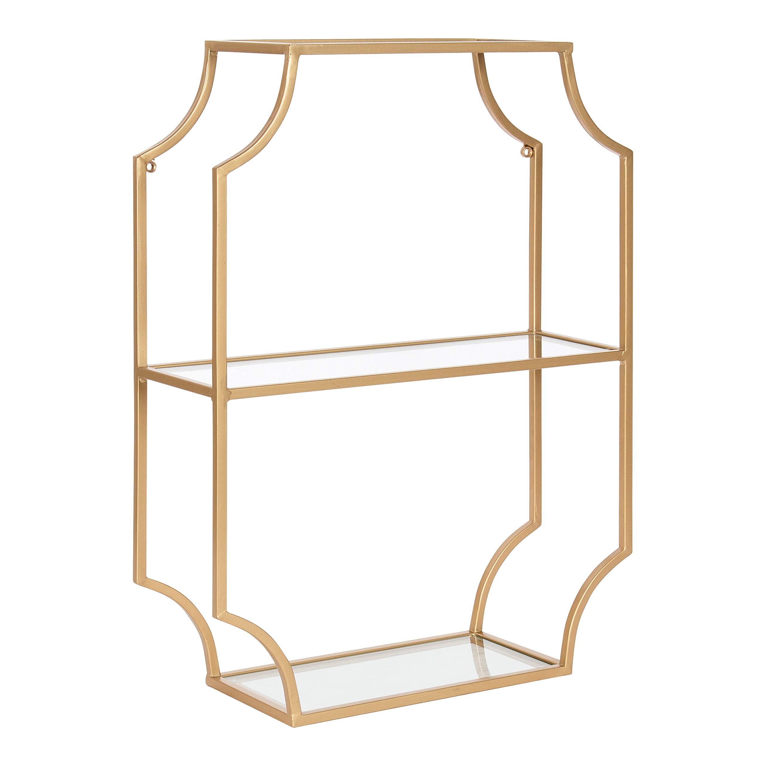 Kate and Laurel Ciel Glam Geometric Wall Shelf - 18x24 Inches, Gold Decorative Shelf for Storage & Display - Perfect for Living Room, Bedroom, or Office Decor