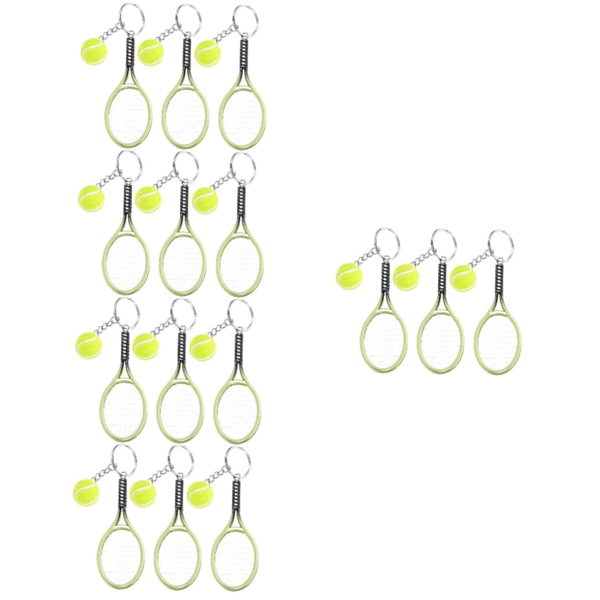 6 Pcs Adorable Tennis Keychain Set - Durable Key Rings & Fobs for Sports Enthusiasts, Perfect for Gifts, Backpacks, and Gym Bags